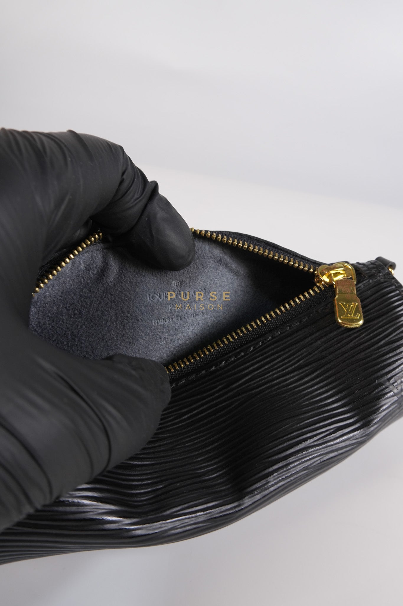 Soufflot Bag In Black Epi Leather & Gold Hardware (Date Code: MI0024) | Purse Maison Luxury Bags Shop