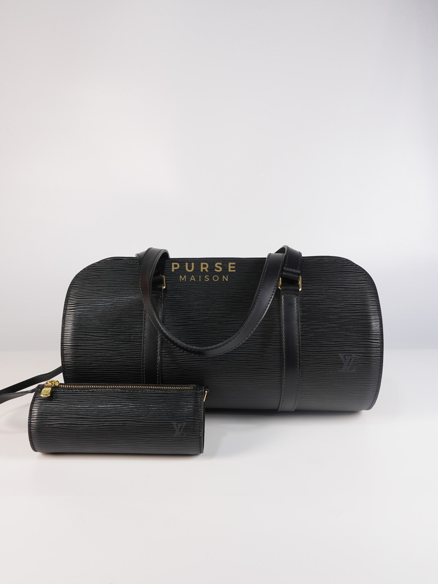 Soufflot Bag In Black Epi Leather & Gold Hardware (Date Code: MI0024) | Purse Maison Luxury Bags Shop