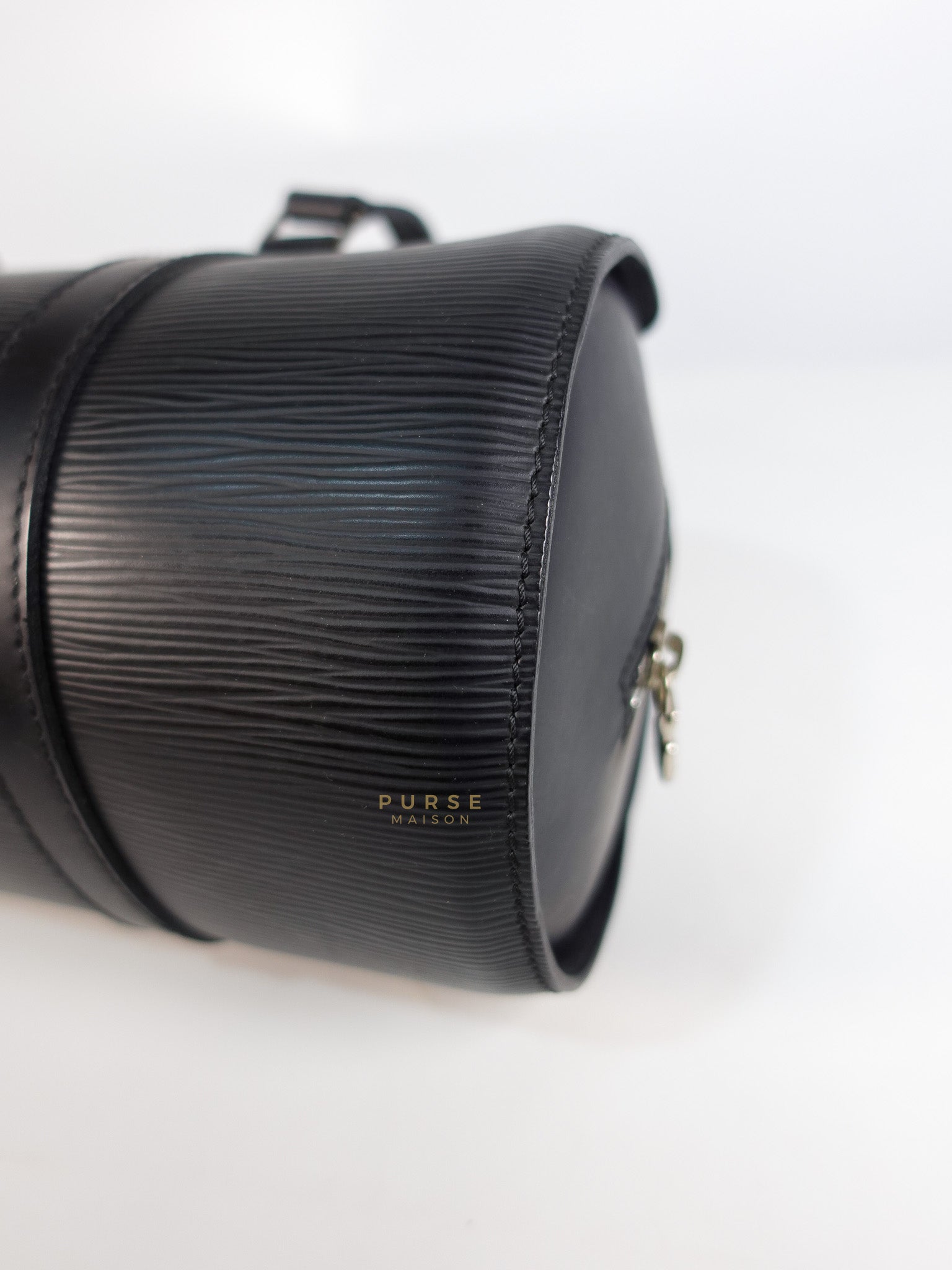 Soufflot Hand Bag in Black Epi Leather & Silver Hardware (Date Code: MI1026) | Purse Maison Luxury Bags Shop