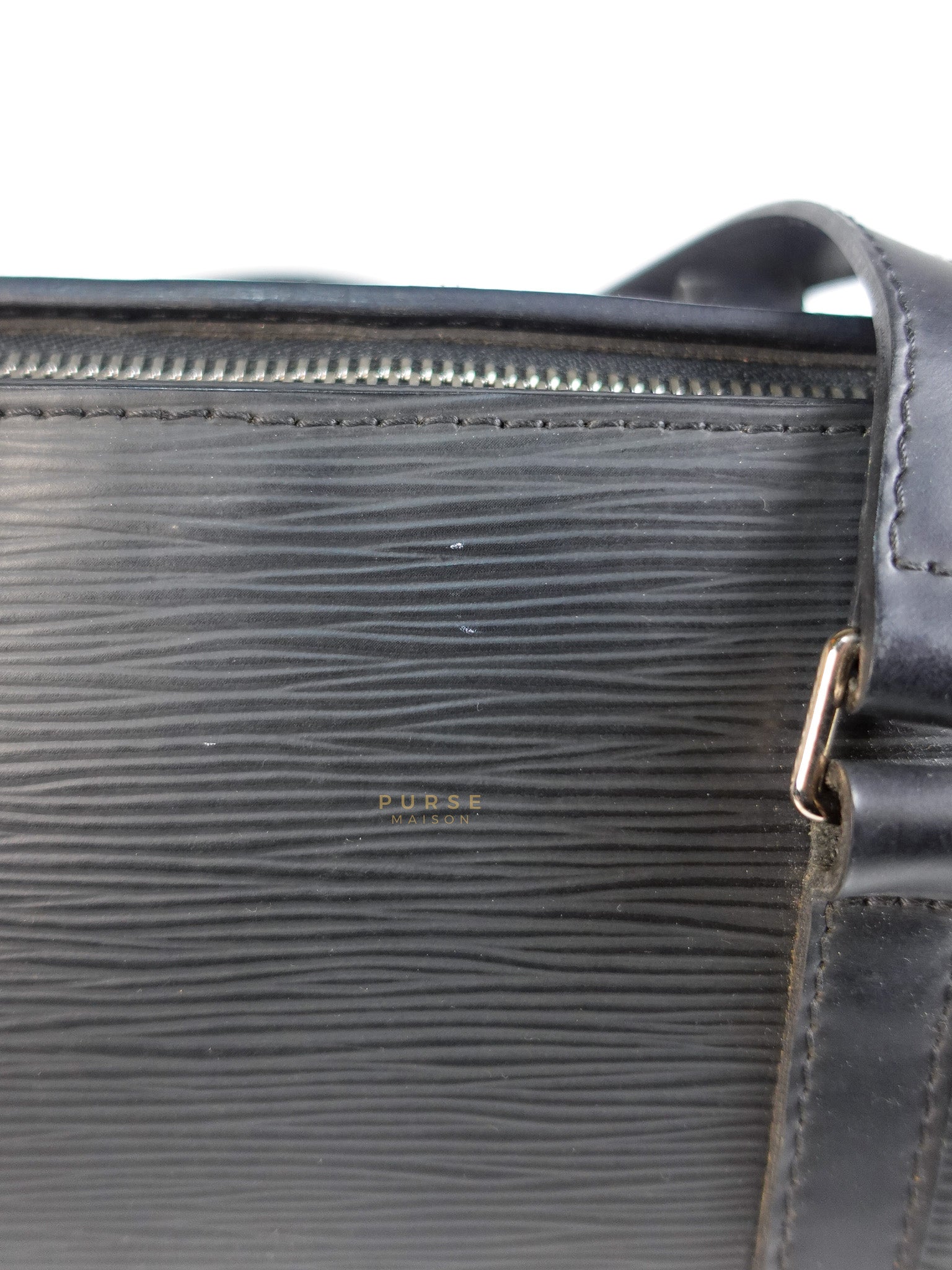 Soufflot Hand Bag in Black Epi Leather & Silver Hardware (Date Code: MI1026) | Purse Maison Luxury Bags Shop