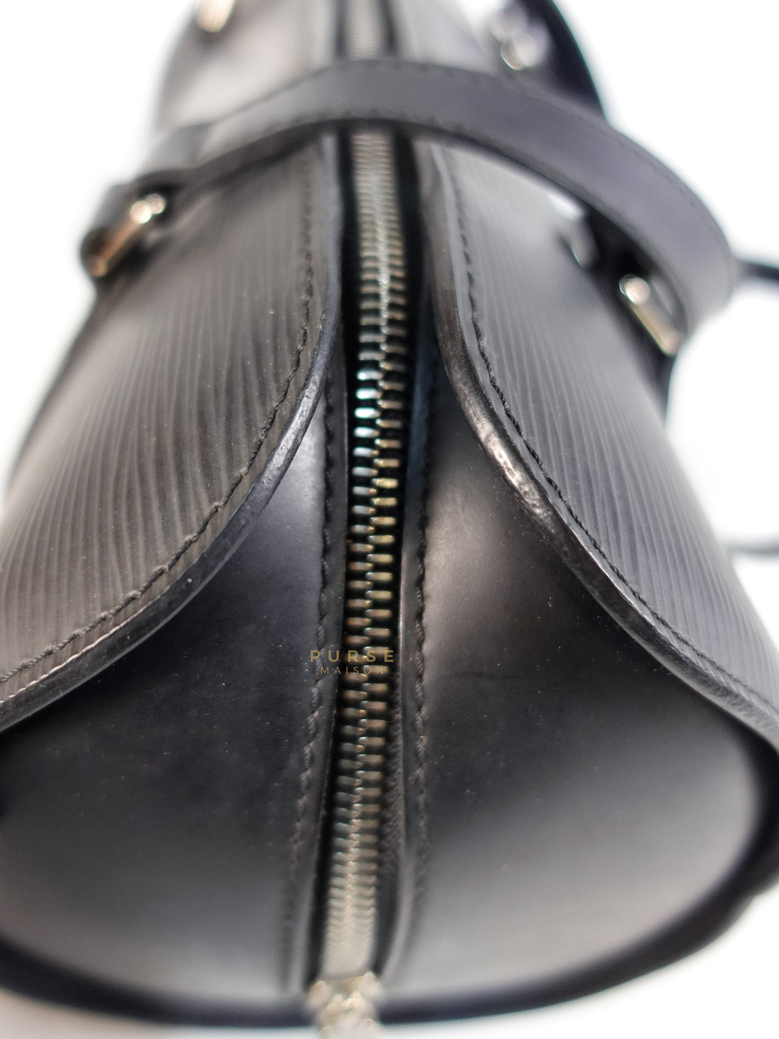 Soufflot Hand Bag in Black Epi Leather & Silver Hardware (Date Code: MI1026) | Purse Maison Luxury Bags Shop