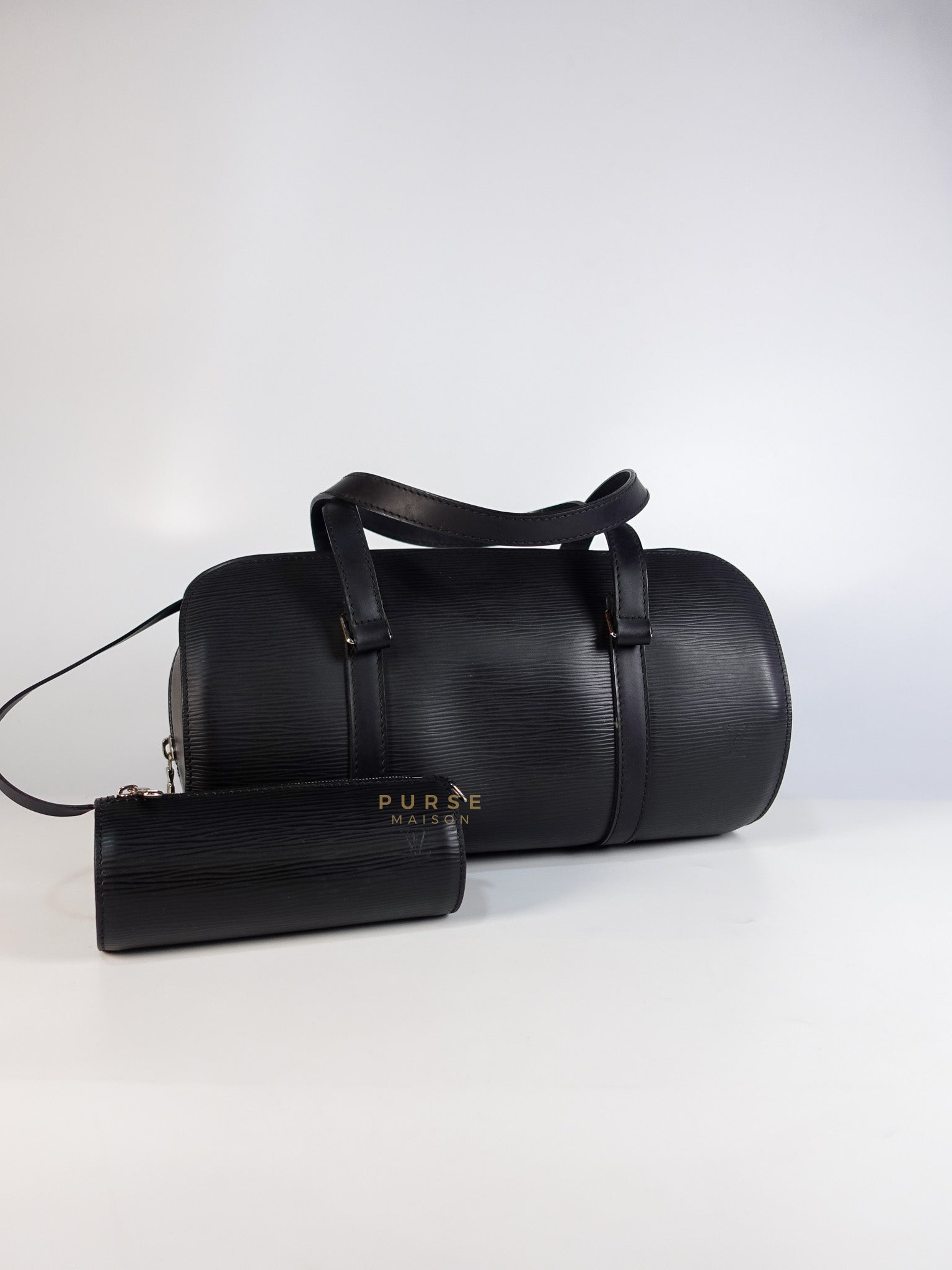 Soufflot Hand Bag in Black Epi Leather & Silver Hardware (Date Code: MI1026) | Purse Maison Luxury Bags Shop