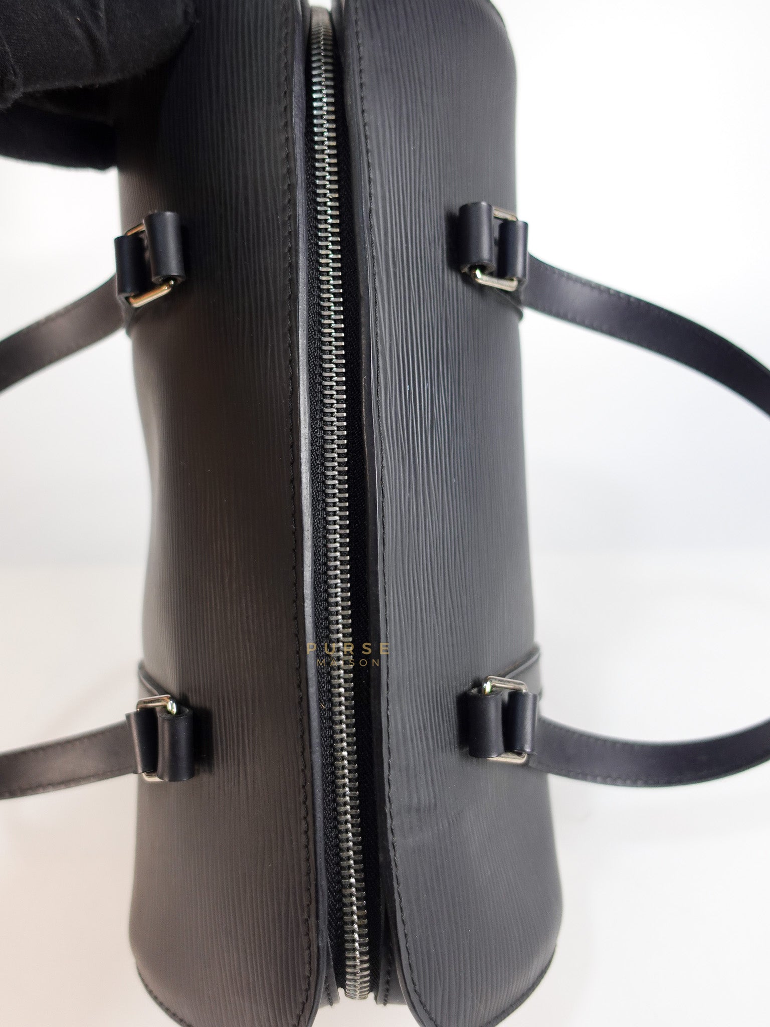Soufflot Hand Bag in Black Epi Leather & Silver Hardware (Date Code: MI1026) | Purse Maison Luxury Bags Shop