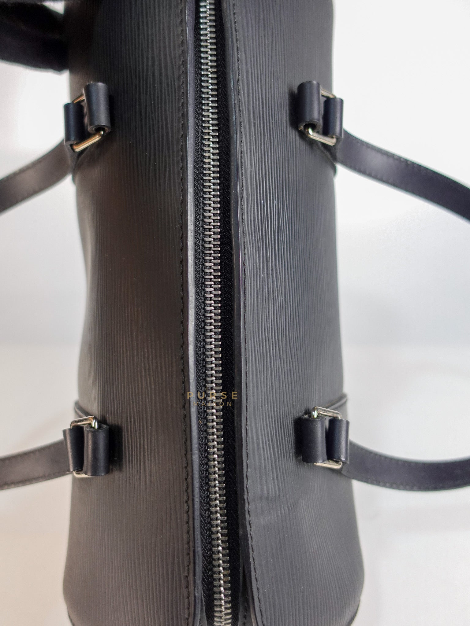 Soufflot Hand Bag in Black Epi Leather & Silver Hardware (Date Code: MI1026) | Purse Maison Luxury Bags Shop
