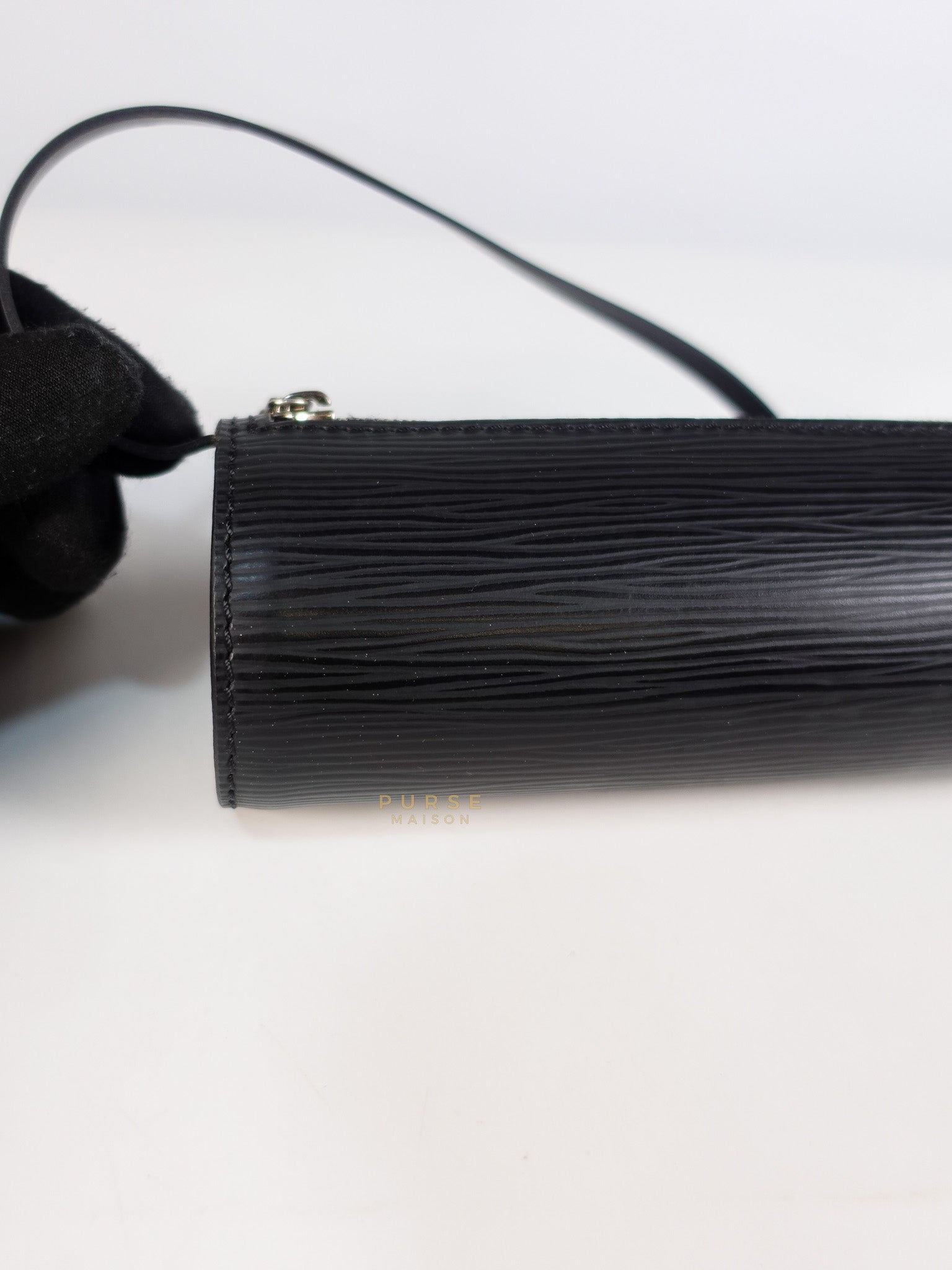 Soufflot Hand Bag in Black Epi Leather & Silver Hardware (Date Code: MI1026) | Purse Maison Luxury Bags Shop