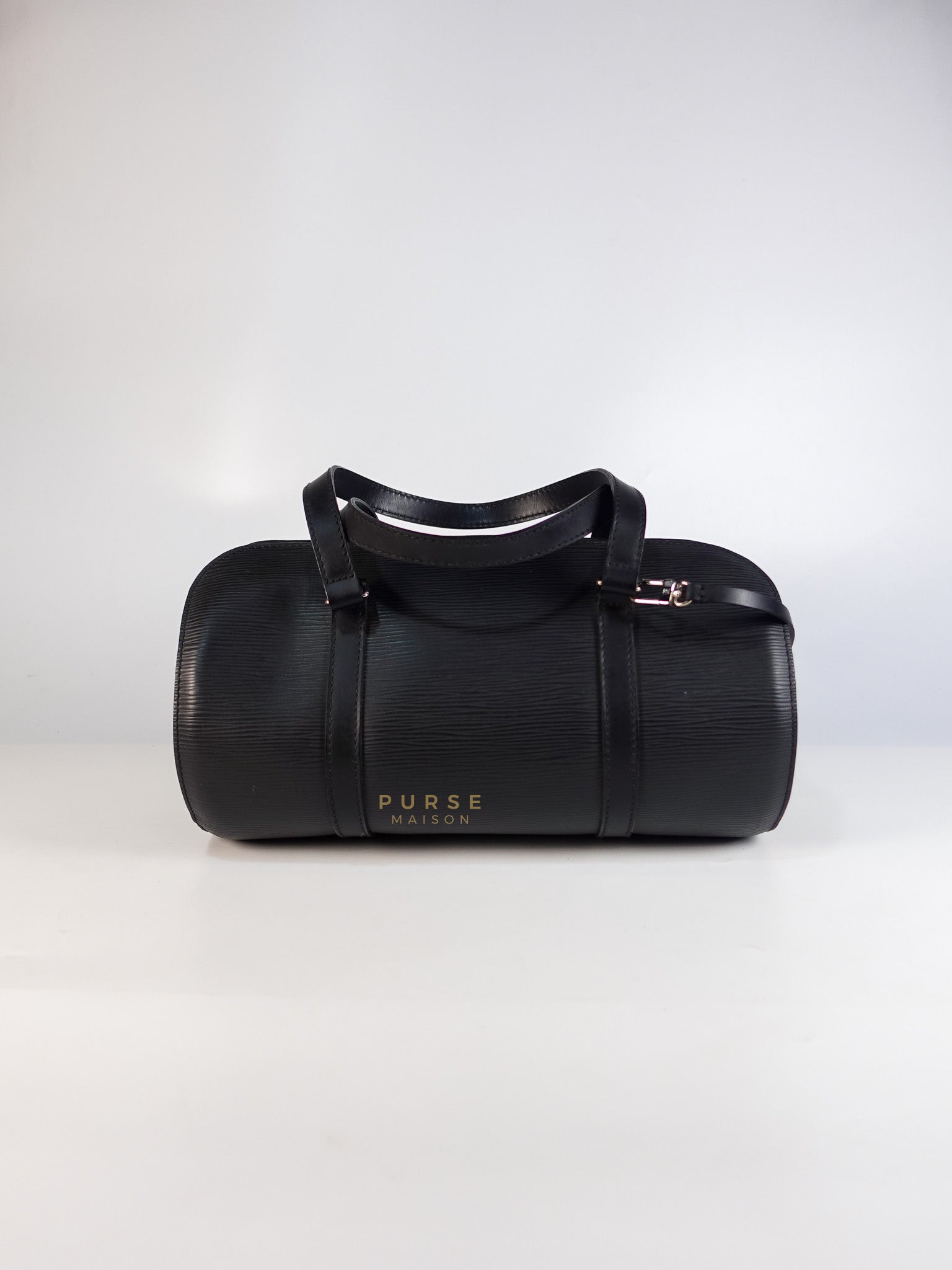 Soufflot Hand Bag in Black Epi Leather & Silver Hardware (Date Code: MI1026) | Purse Maison Luxury Bags Shop