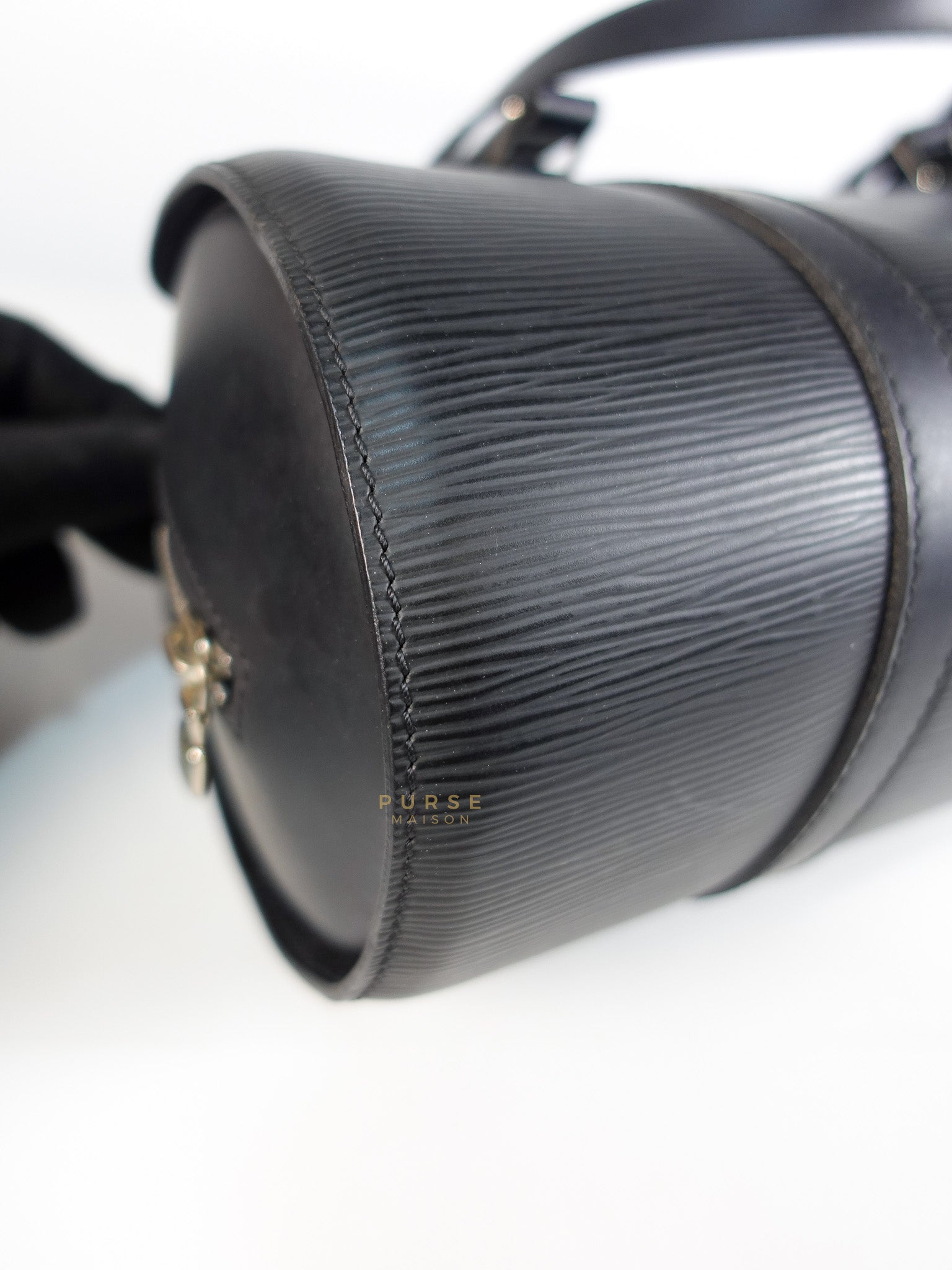 Soufflot Hand Bag in Black Epi Leather & Silver Hardware (Date Code: MI1026) | Purse Maison Luxury Bags Shop