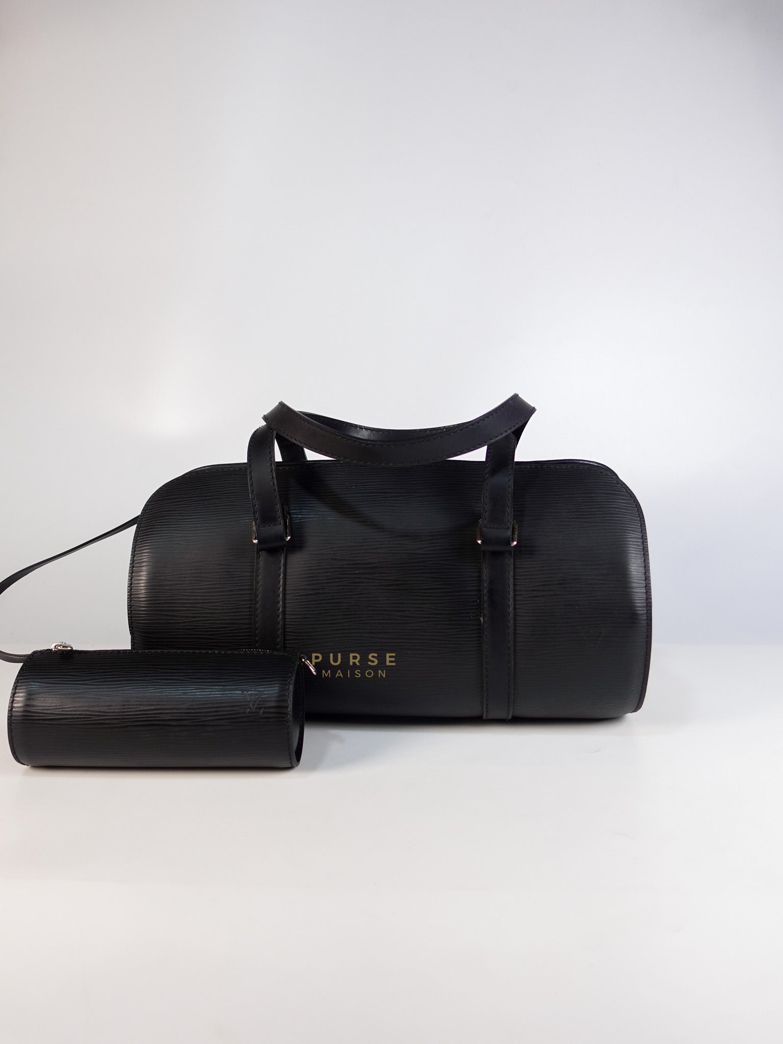 Soufflot Hand Bag in Black Epi Leather & Silver Hardware (Date Code: MI1026) | Purse Maison Luxury Bags Shop