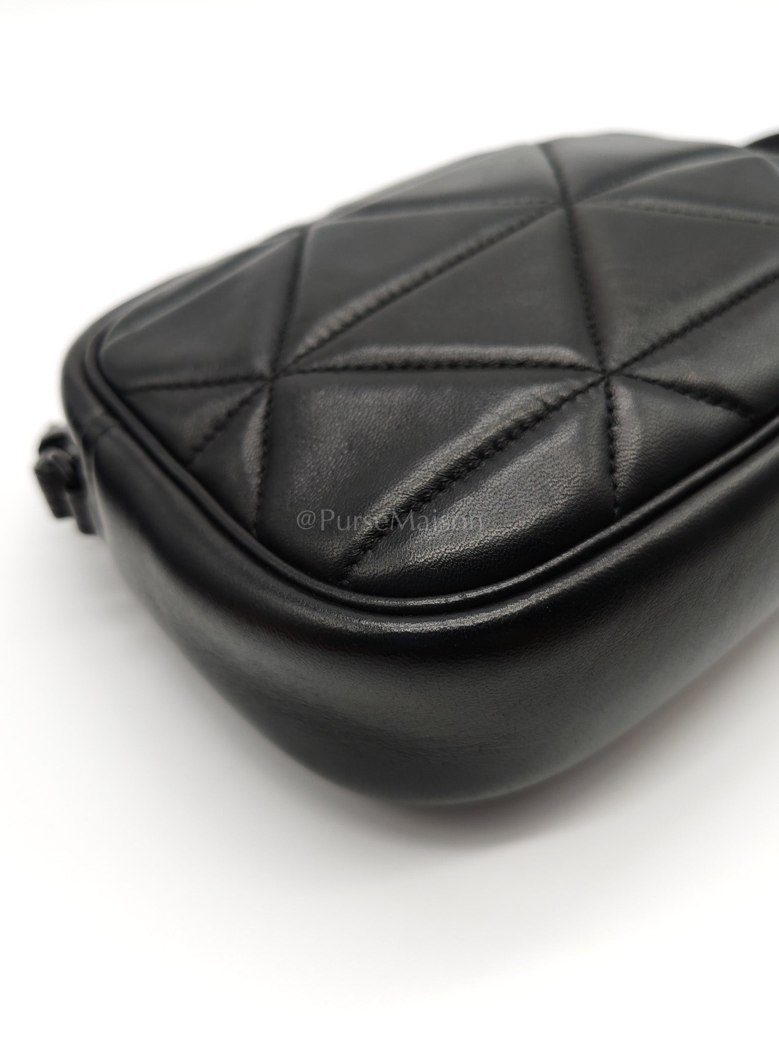 Spectrum Quilted in So Black Nappa Leather Camera Bag | Purse Maison Luxury Bags Shop