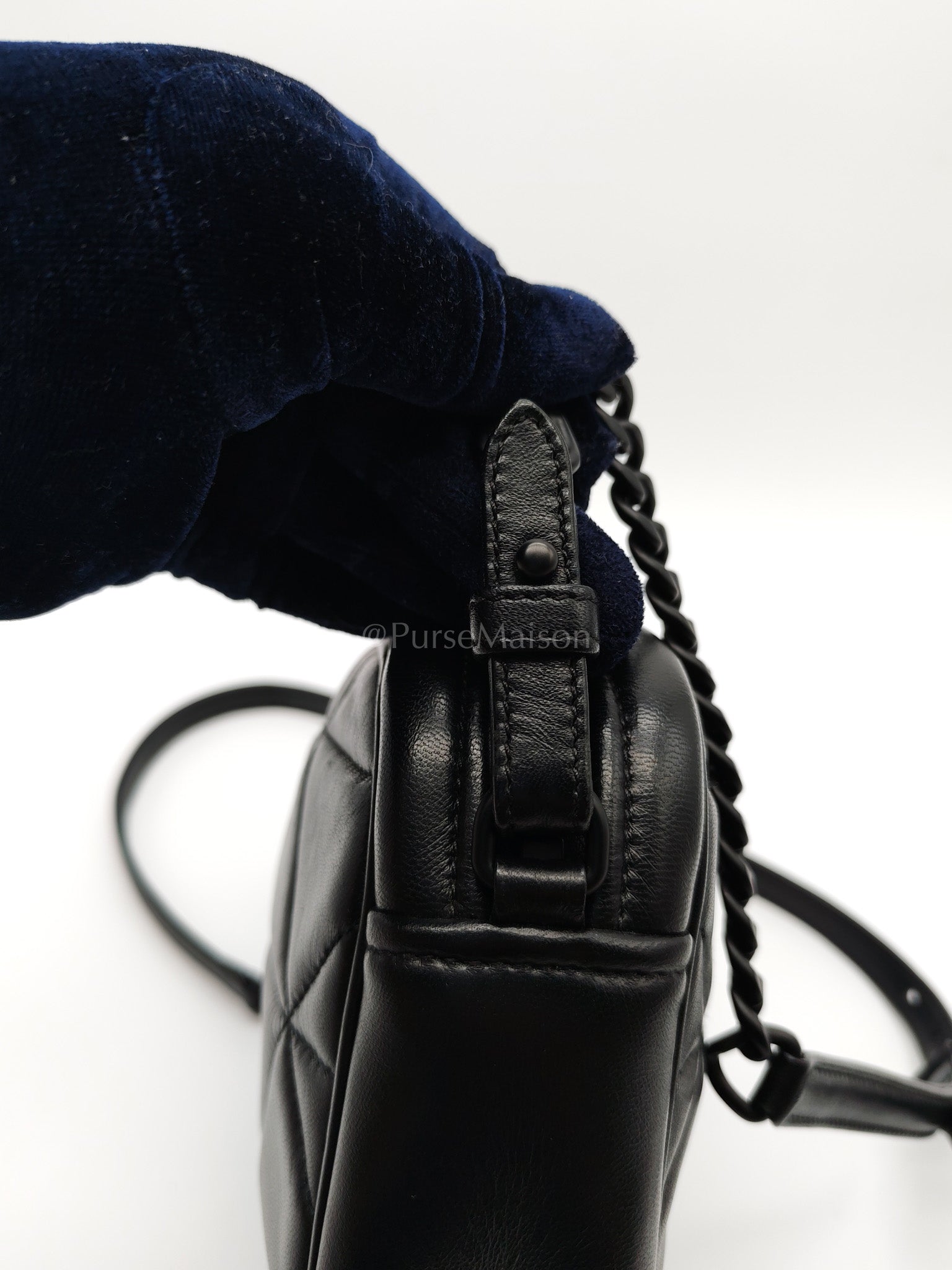 Spectrum Quilted in So Black Nappa Leather Camera Bag | Purse Maison Luxury Bags Shop