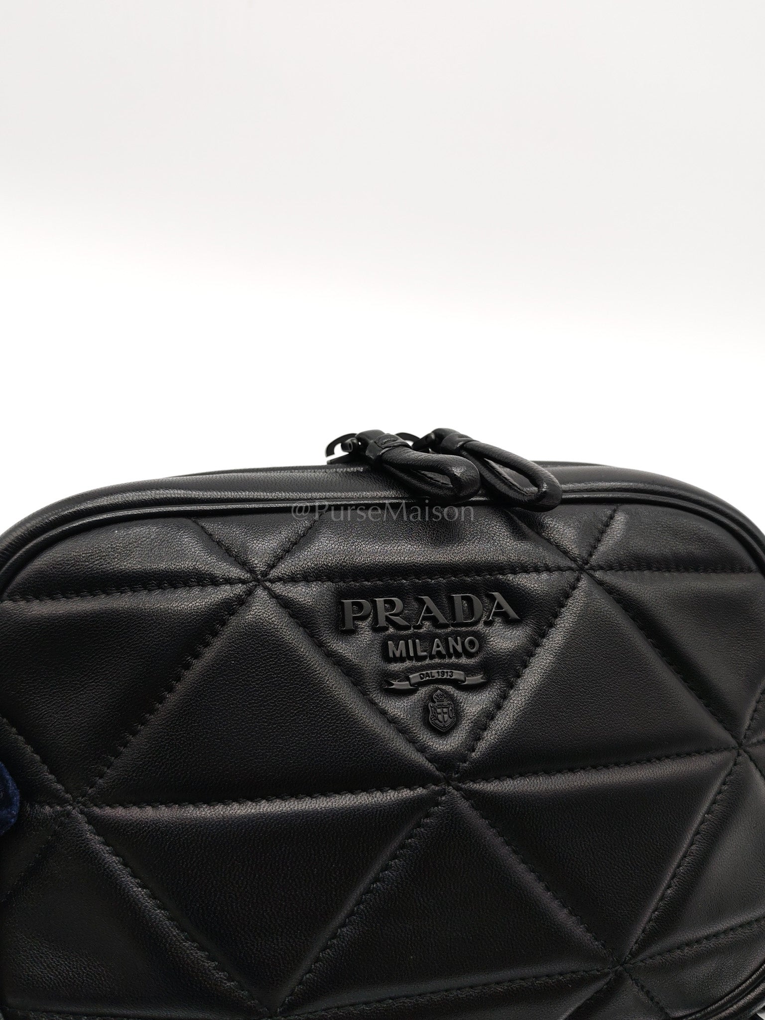 Spectrum Quilted in So Black Nappa Leather Camera Bag | Purse Maison Luxury Bags Shop
