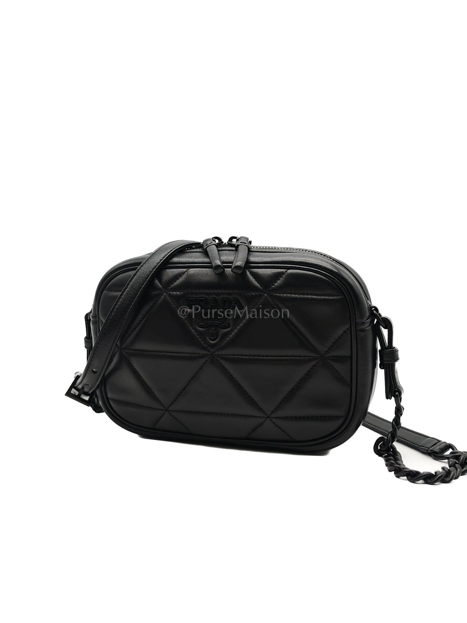 Spectrum Quilted in So Black Nappa Leather Camera Bag | Purse Maison Luxury Bags Shop