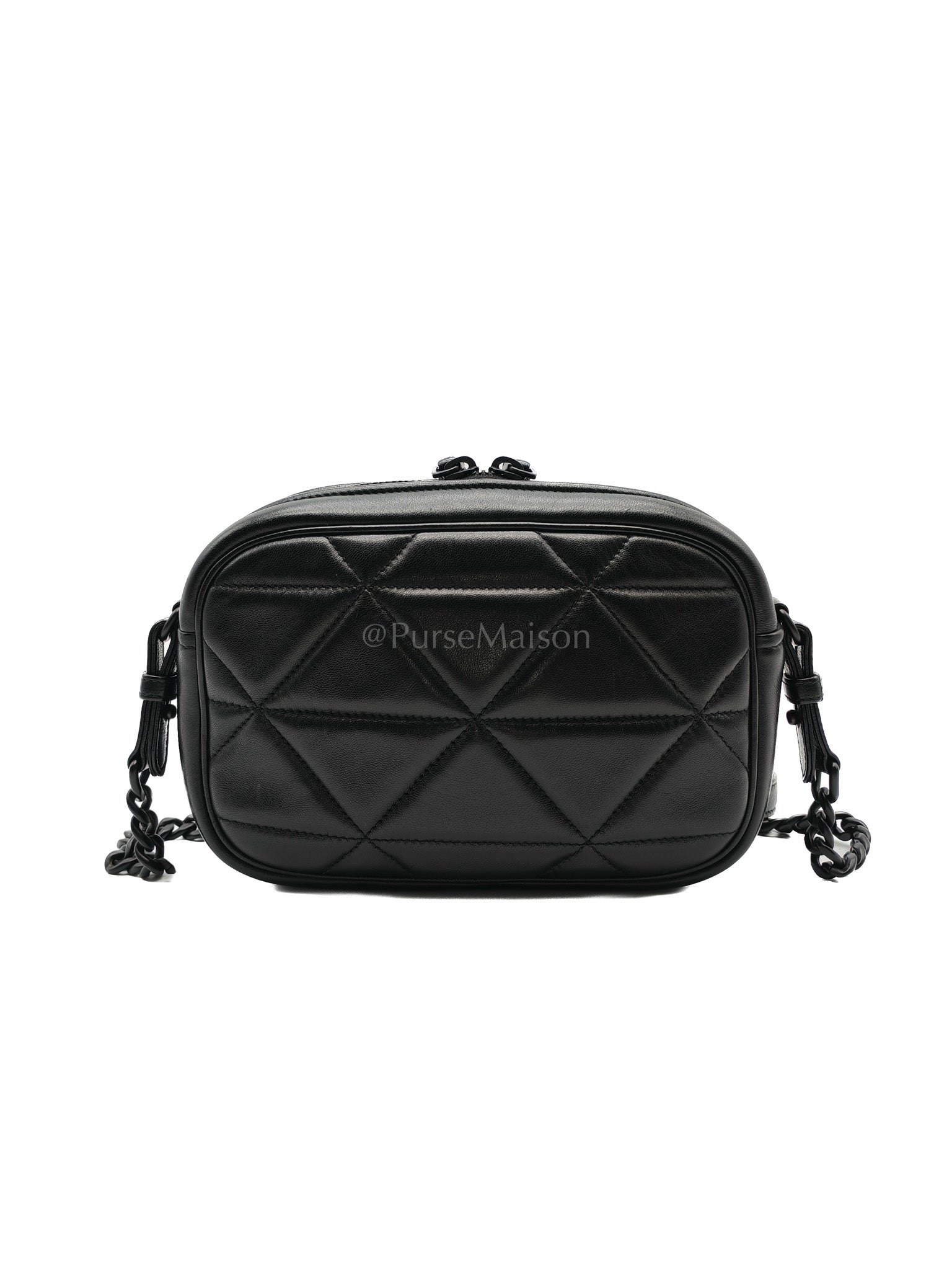 Spectrum Quilted in So Black Nappa Leather Camera Bag | Purse Maison Luxury Bags Shop