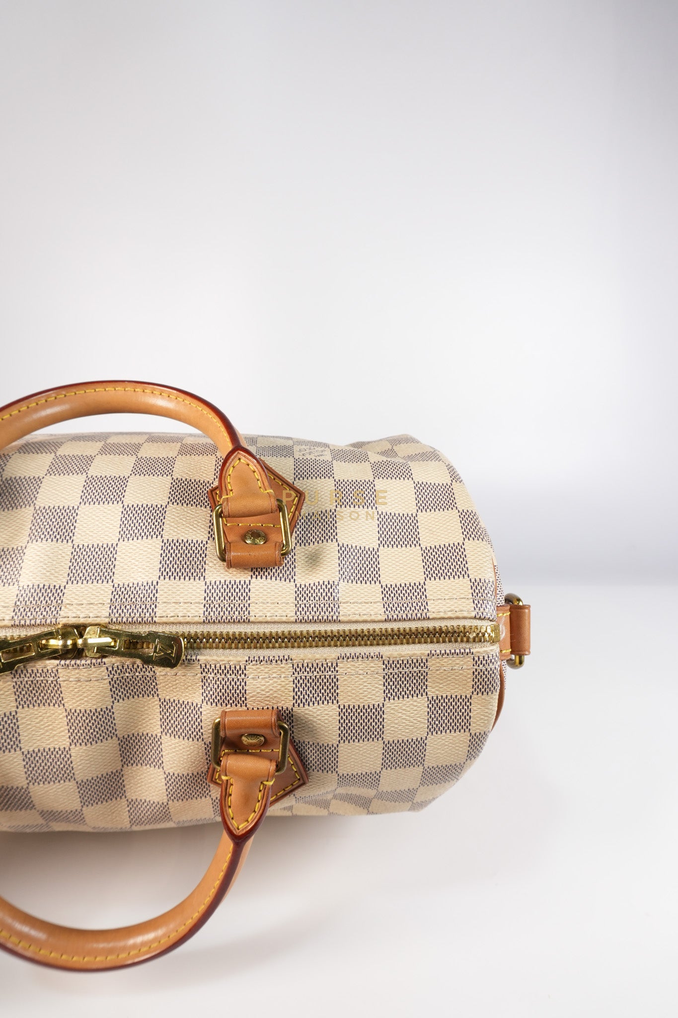 Speedy 30 Bandouliere in Damier Azur Canvas & Gold Hardware (Date Code: DU4103) | Purse Maison Luxury Bags Shop