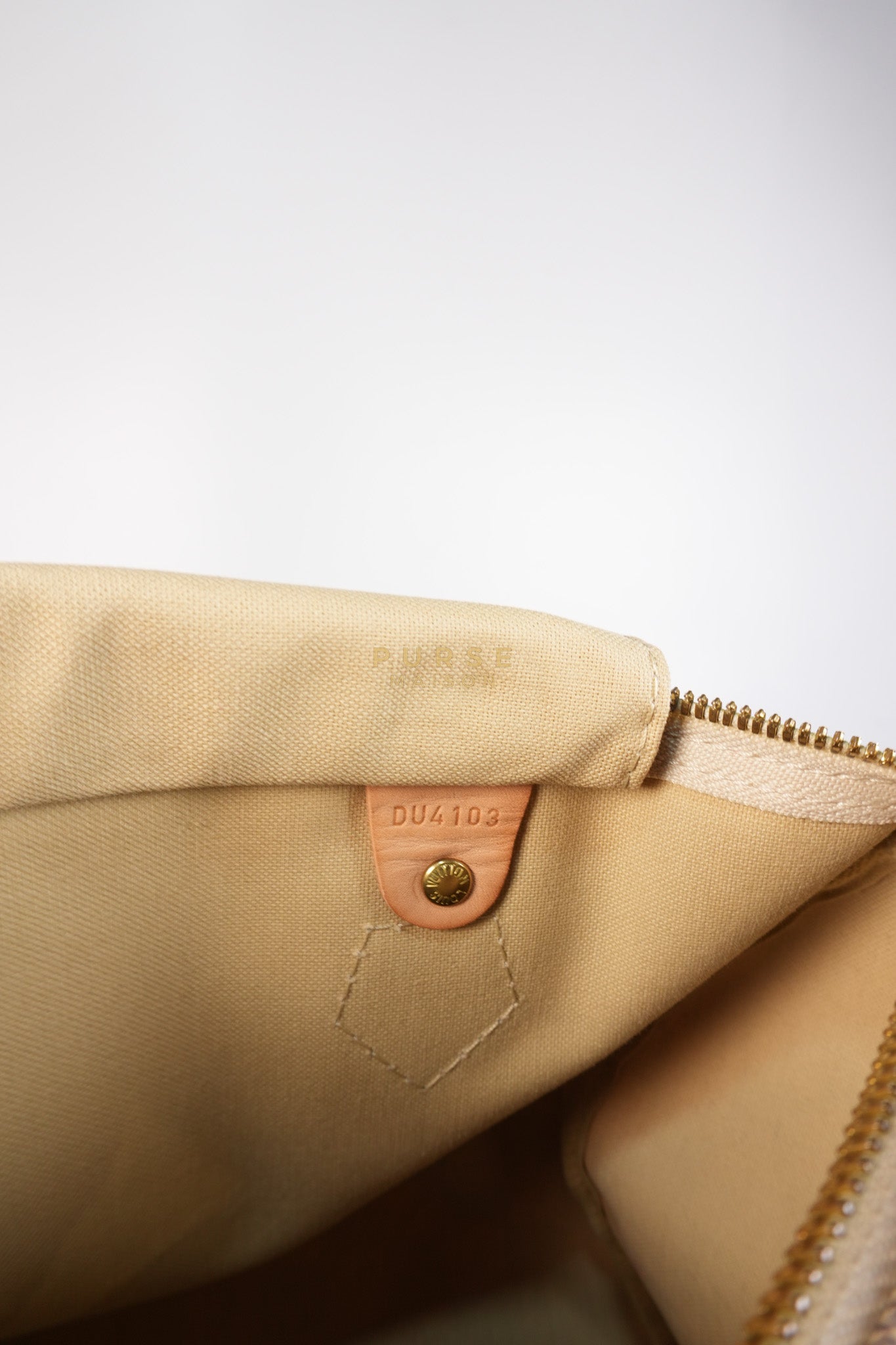 Speedy 30 Bandouliere in Damier Azur Canvas & Gold Hardware (Date Code: DU4103) | Purse Maison Luxury Bags Shop