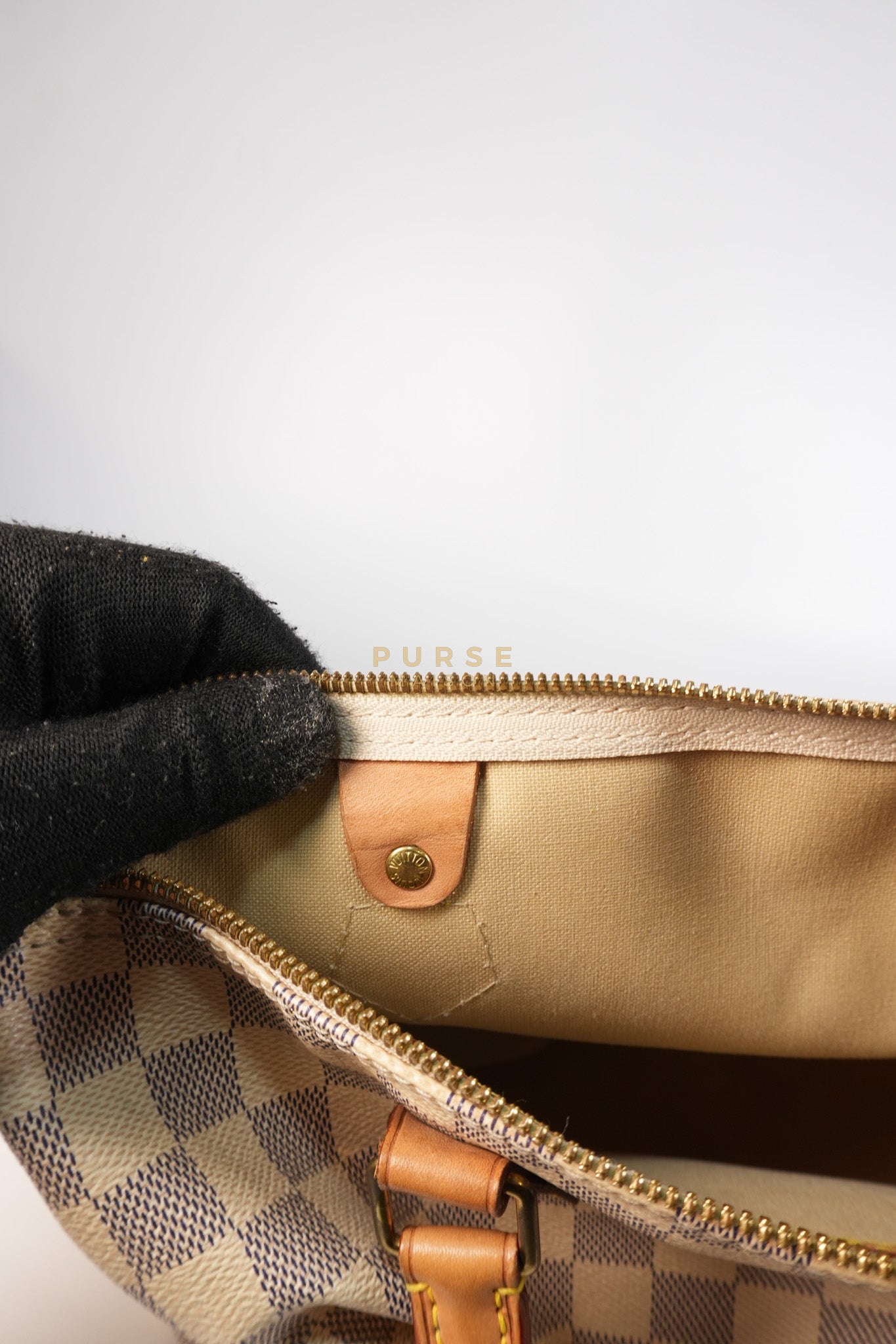 Speedy 30 Bandouliere in Damier Azur Canvas & Gold Hardware (Date Code: DU4103) | Purse Maison Luxury Bags Shop
