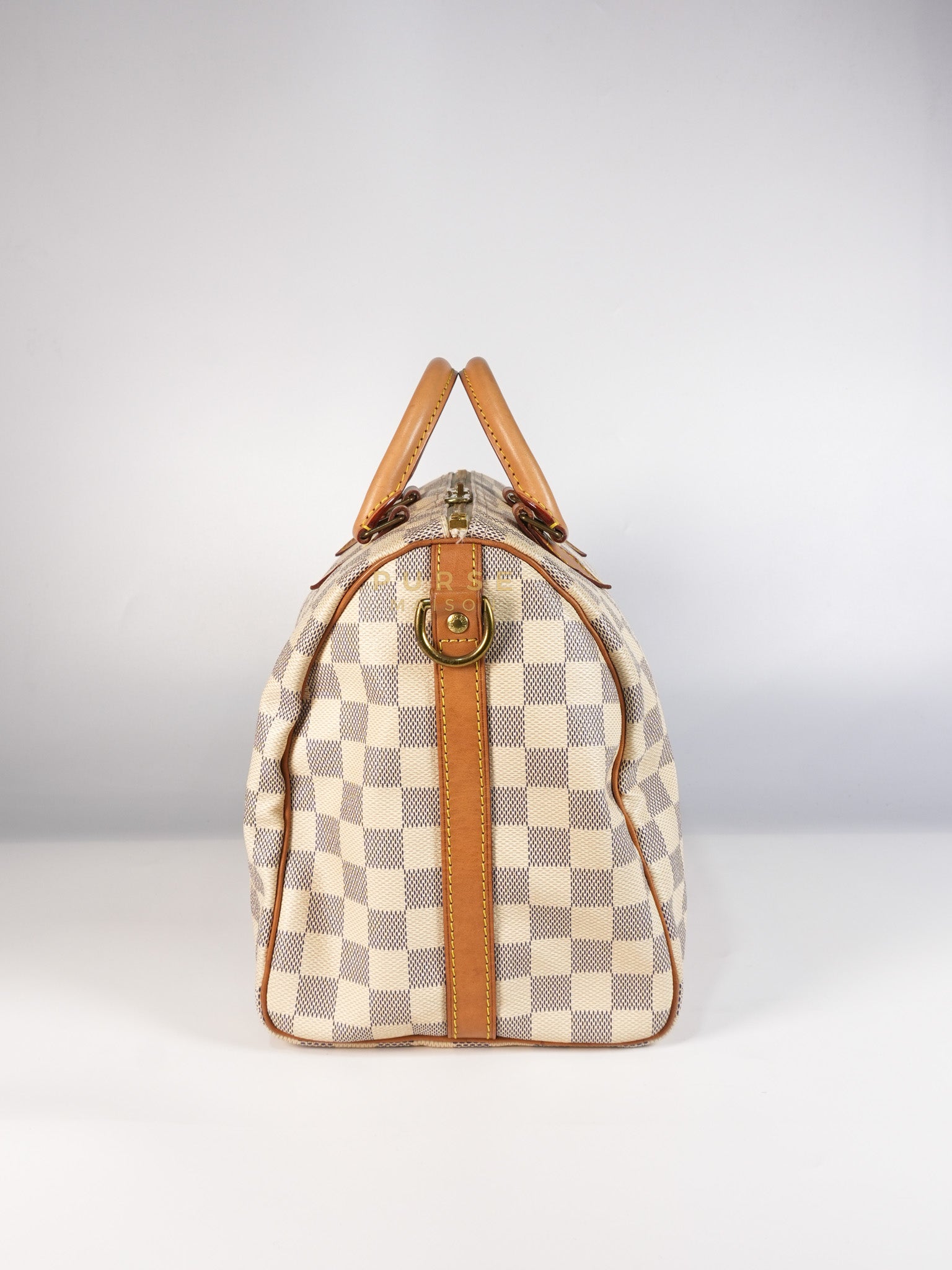 Speedy 30 Bandouliere in Damier Azur Canvas & Gold Hardware (Date Code: DU4103) | Purse Maison Luxury Bags Shop