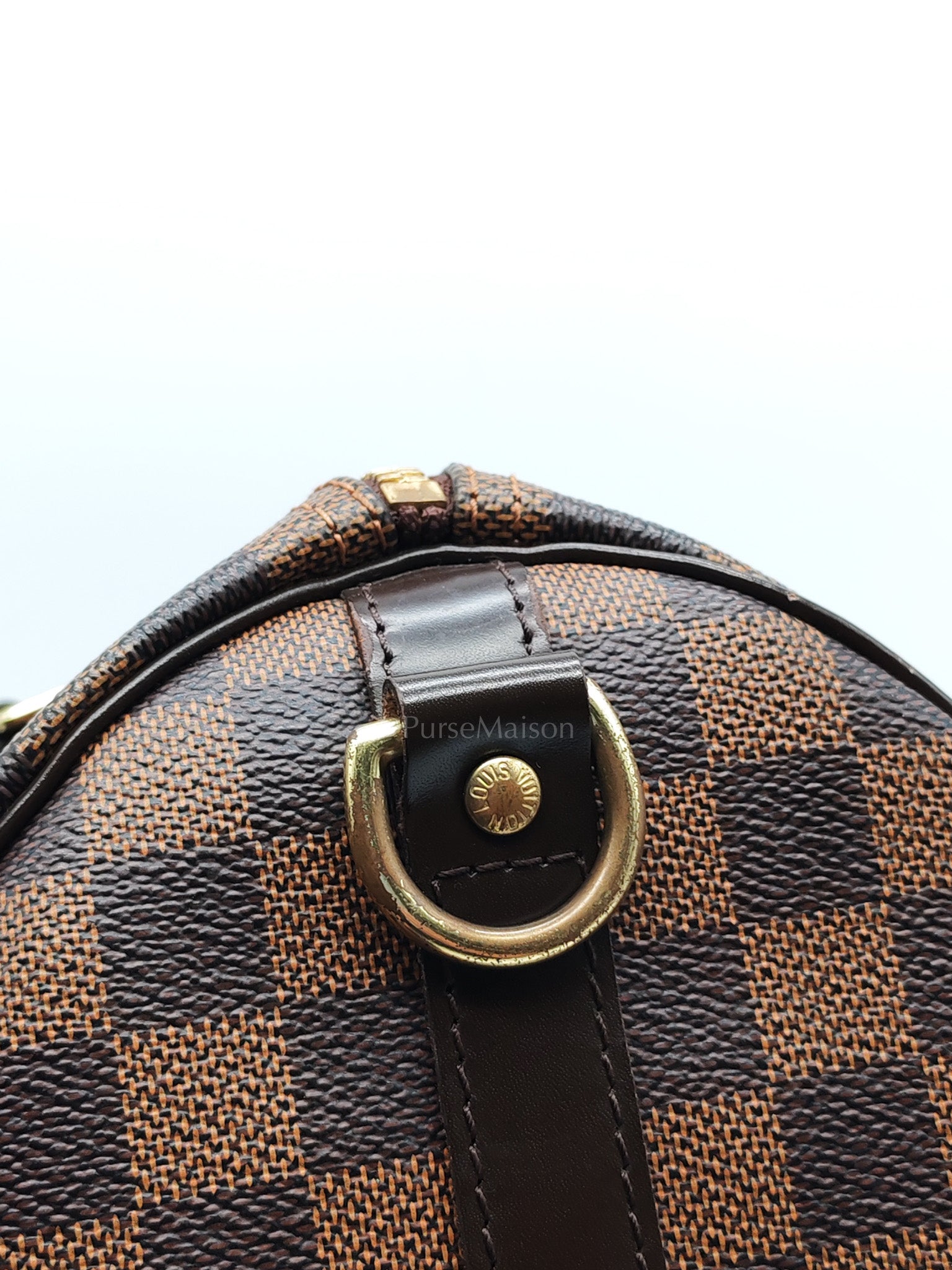Speedy 30 Bandoullier in Damier Ebene Canvas & Gold Hardware (Datecode: CT0134) | Purse Maison Luxury Bags Shop