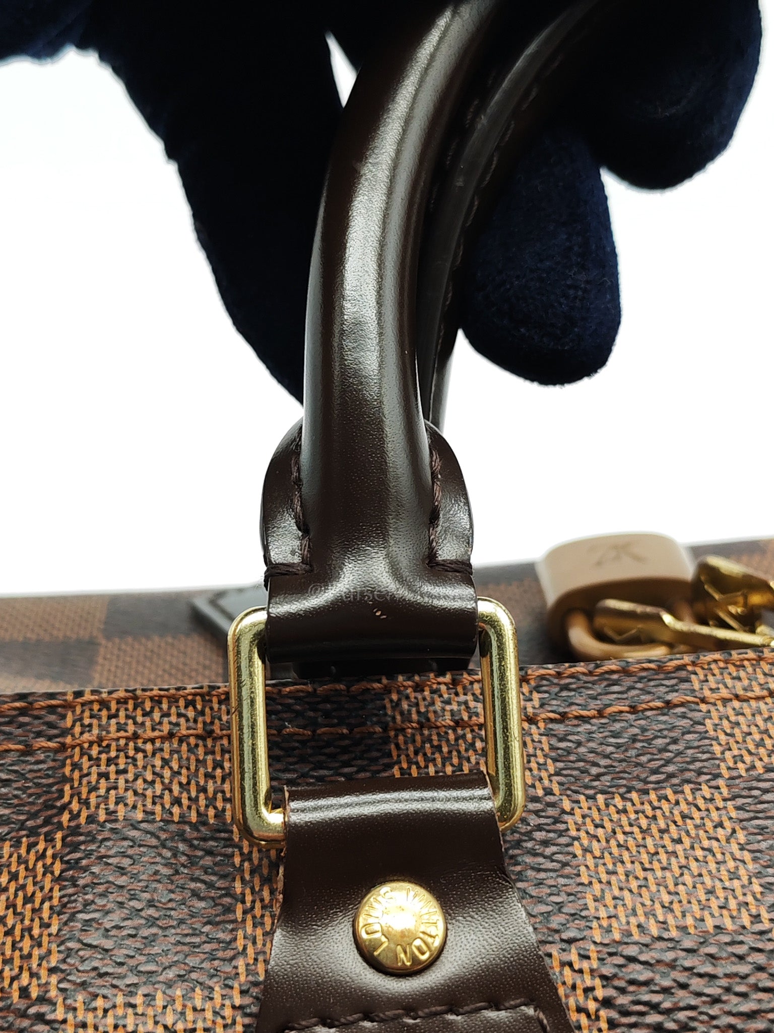 Speedy 30 Bandoullier in Damier Ebene Canvas & Gold Hardware (Datecode: CT0134) | Purse Maison Luxury Bags Shop