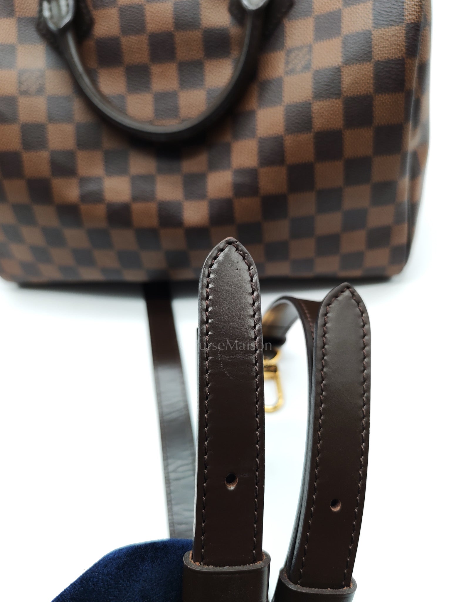 Speedy 30 Bandoullier in Damier Ebene Canvas & Gold Hardware (Datecode: CT0134) | Purse Maison Luxury Bags Shop
