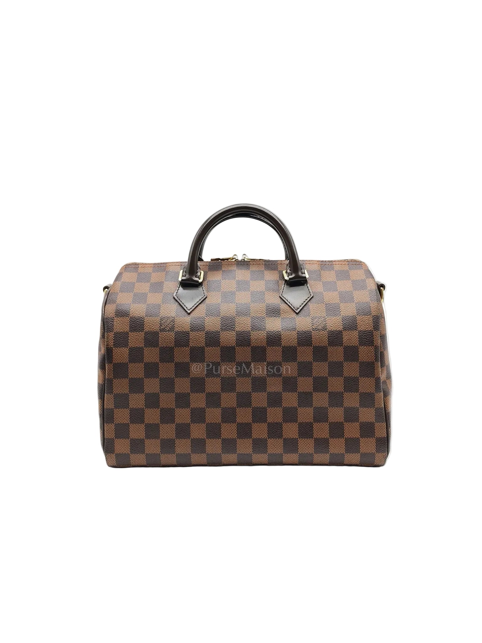Speedy 30 Bandoullier in Damier Ebene Canvas & Gold Hardware (Datecode: CT0134) | Purse Maison Luxury Bags Shop