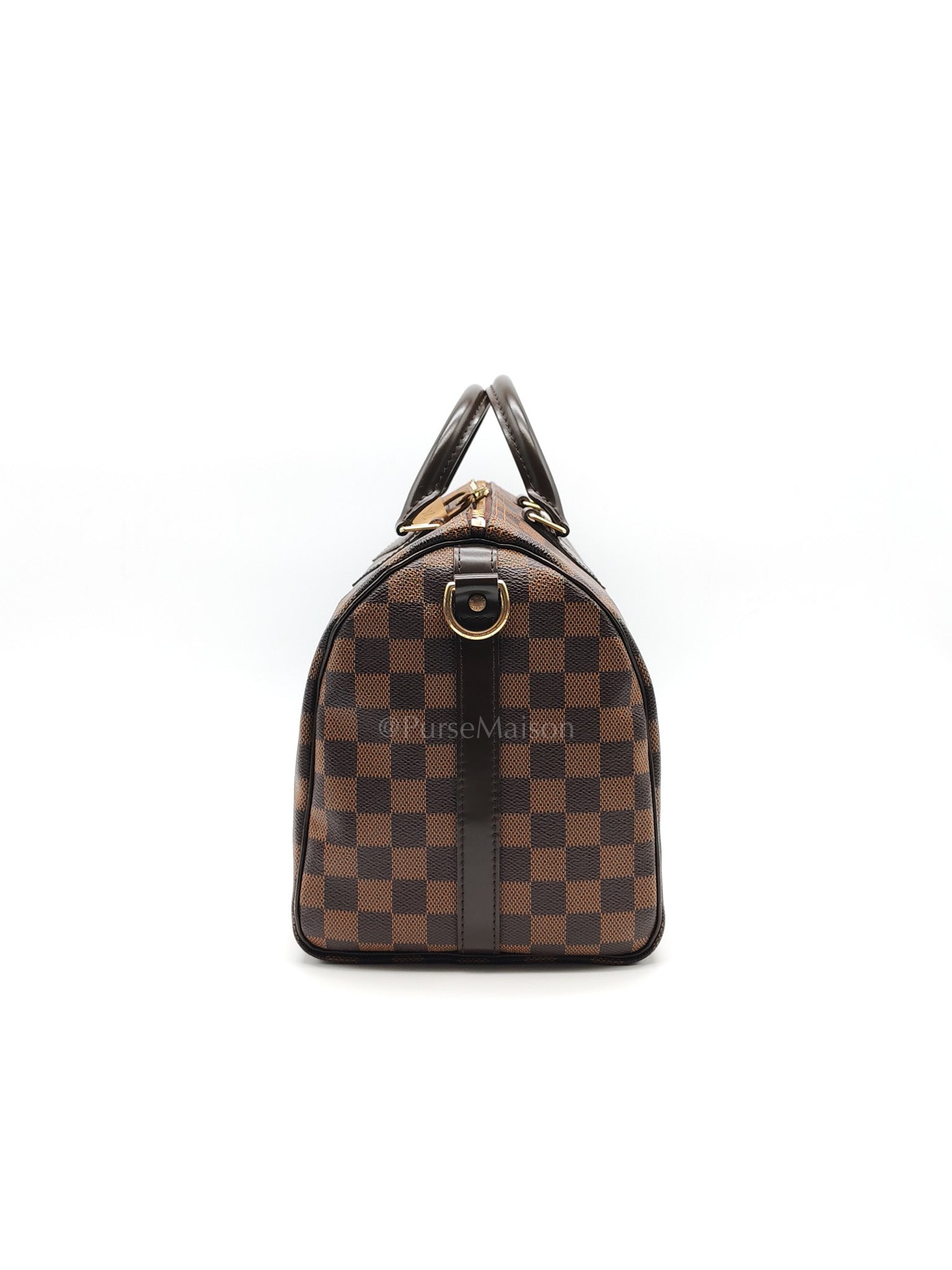 Speedy 30 Bandoullier in Damier Ebene Canvas & Gold Hardware (Datecode: CT0134) | Purse Maison Luxury Bags Shop