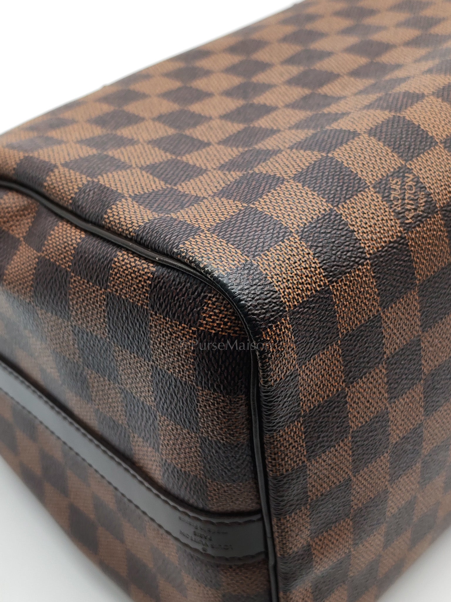 Speedy 30 Bandoullier in Damier Ebene Canvas & Gold Hardware (Datecode: CT0134) | Purse Maison Luxury Bags Shop