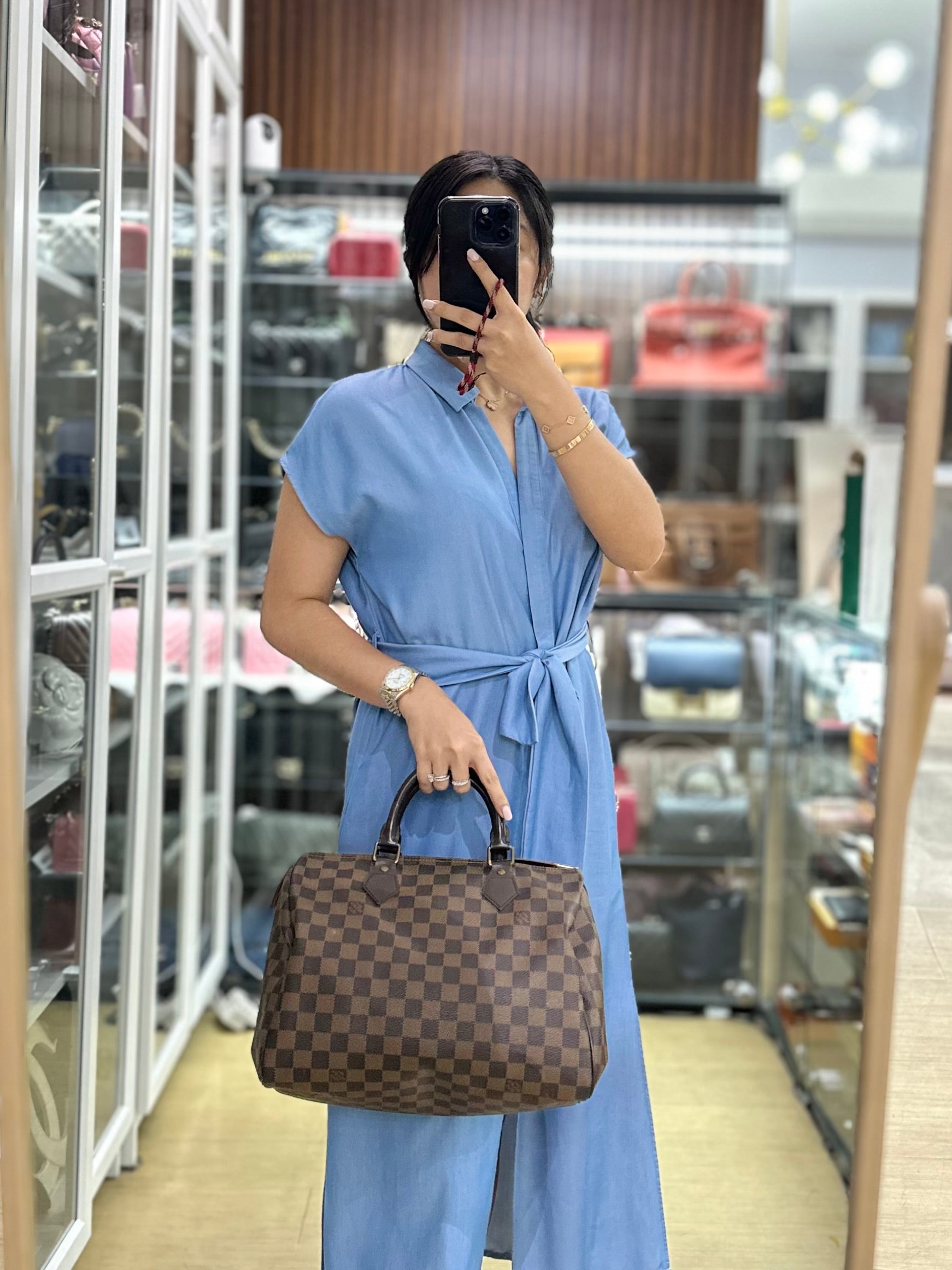 Speedy 30 in Damier Ebene Canvas (Date Code: SP0056) | Purse Maison Luxury Bags Shop