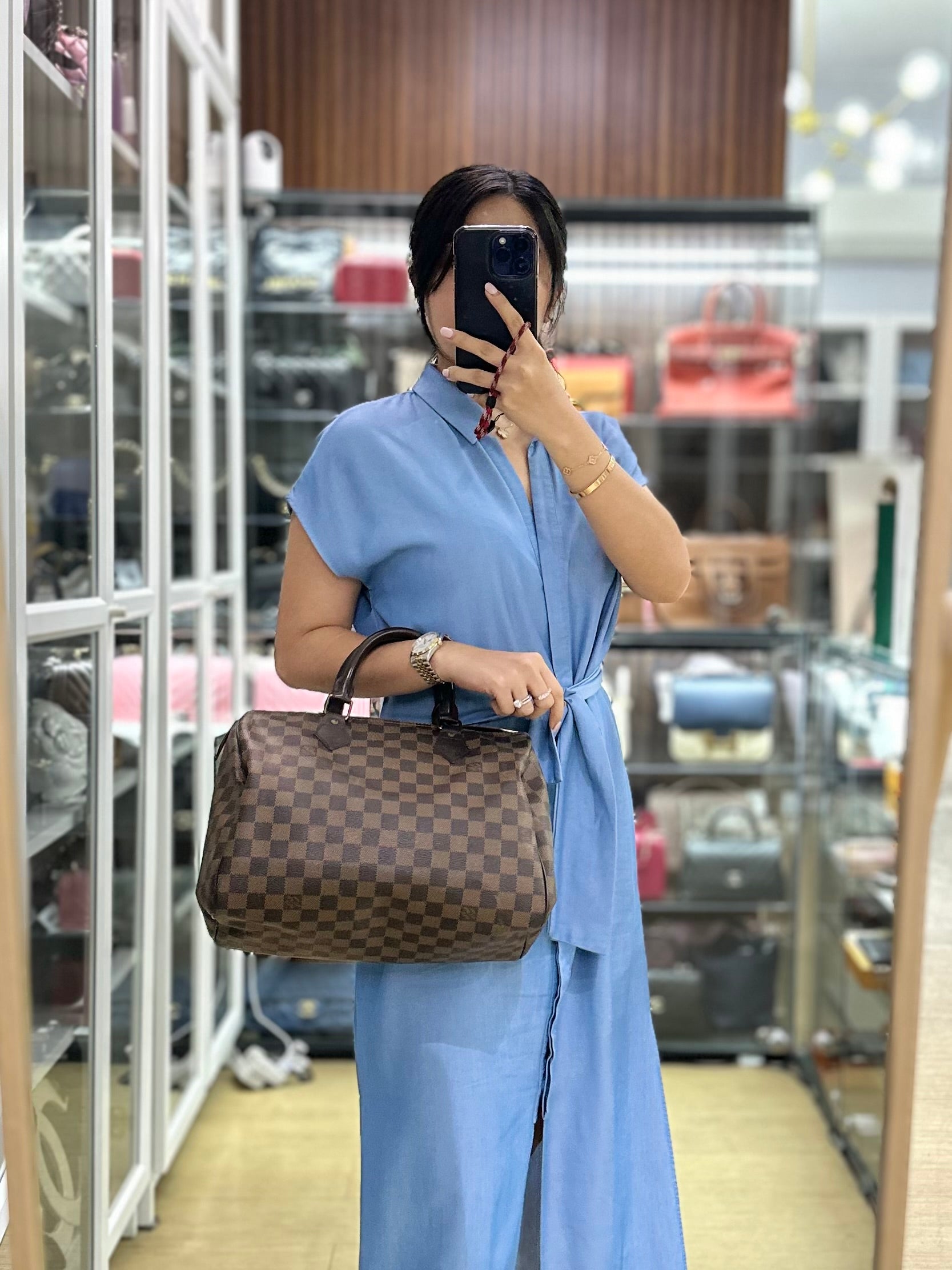 Speedy 30 in Damier Ebene Canvas (Date Code: SP0056) | Purse Maison Luxury Bags Shop
