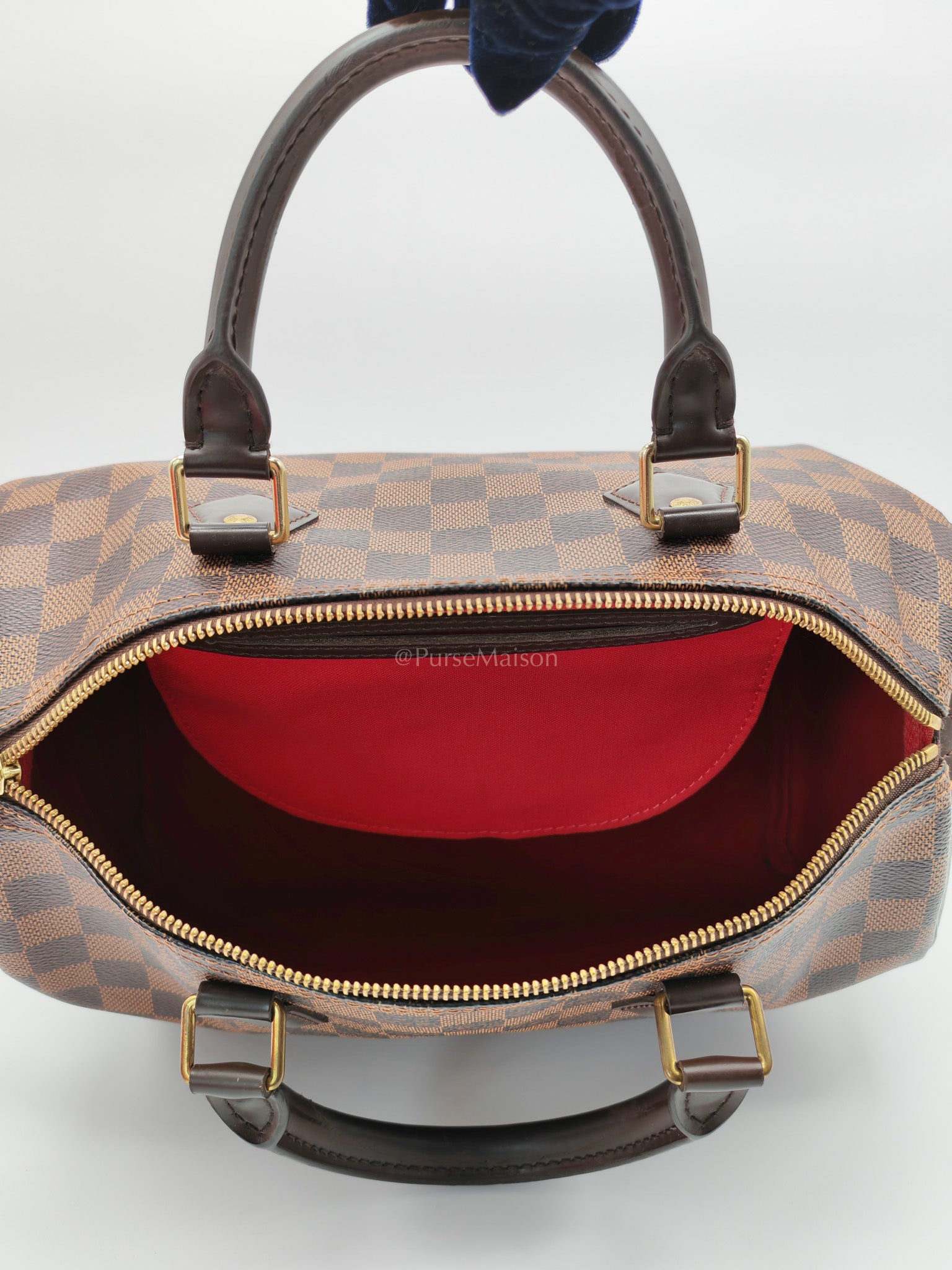 Speedy 30 in Damier Ebene Canvas Handbag (Date Code: MB4144) with J.K Heat Stamp | Purse Maison Luxury Bags Shop