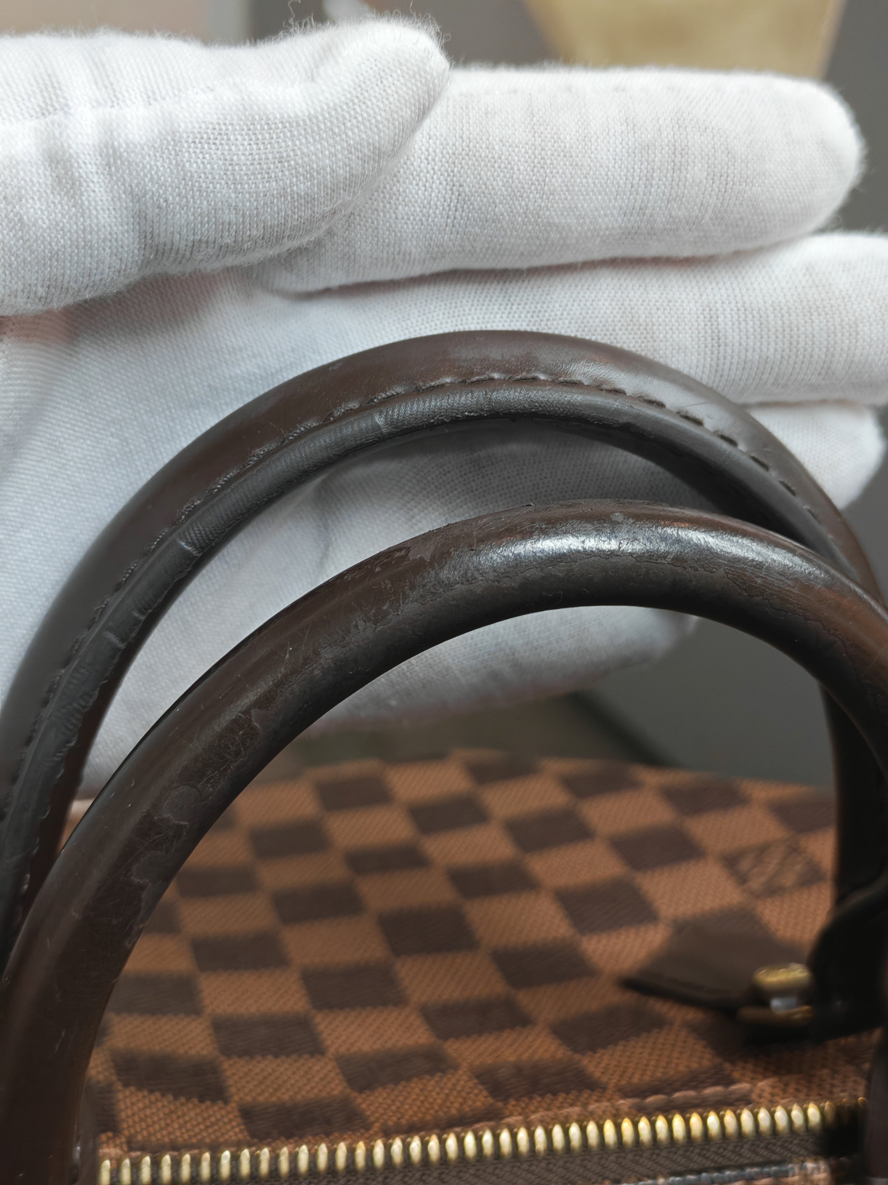 Speedy 30 in Damier Ebene Canvas Handbag (Date Code: MB4144) with J.K Heat Stamp | Purse Maison Luxury Bags Shop