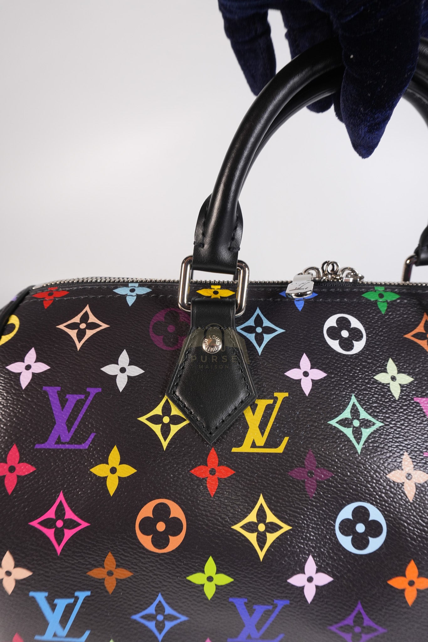 Speedy 30 Murakami in Black Multicolor Canvas (Microchip) | Purse Maison Luxury Bags Shop