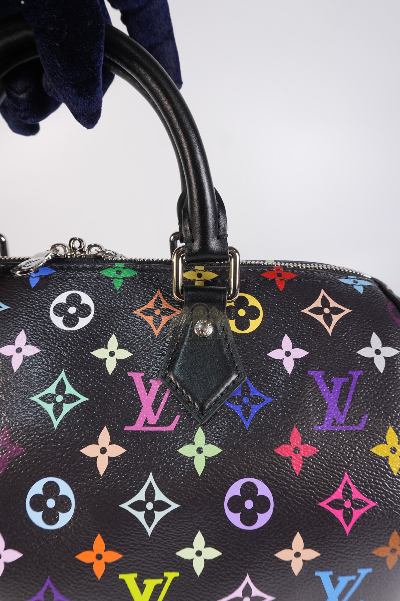 Speedy 30 Murakami in Black Multicolor Canvas (Microchip) | Purse Maison Luxury Bags Shop