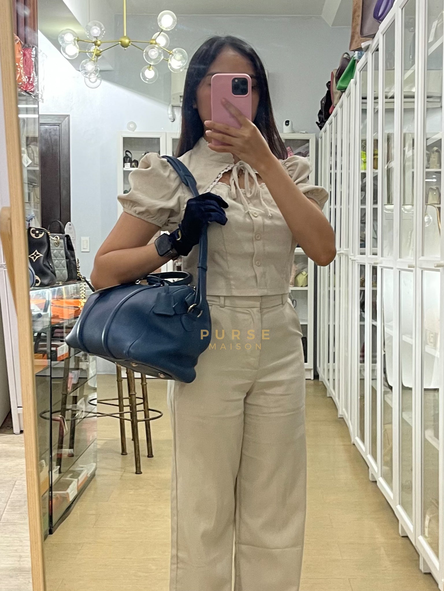 Speedy Sofia Coppola PM in Blue Ocean Calfskin Leather Crossbody Bag (Date Code: TR1143) | Purse Maison Luxury Bags Shop