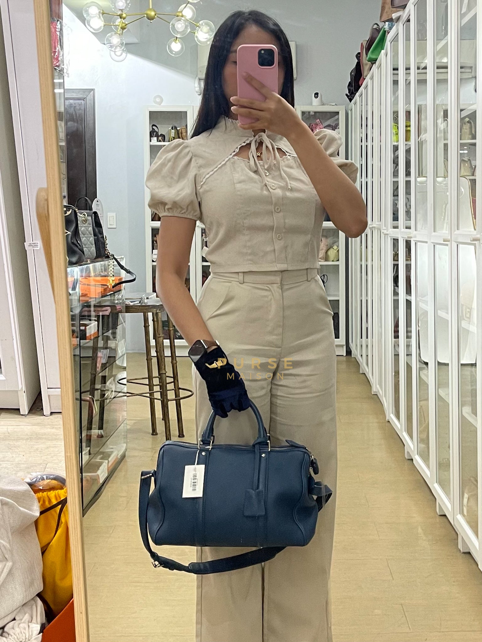 Speedy Sofia Coppola PM in Blue Ocean Calfskin Leather Crossbody Bag (Date Code: TR1143) | Purse Maison Luxury Bags Shop