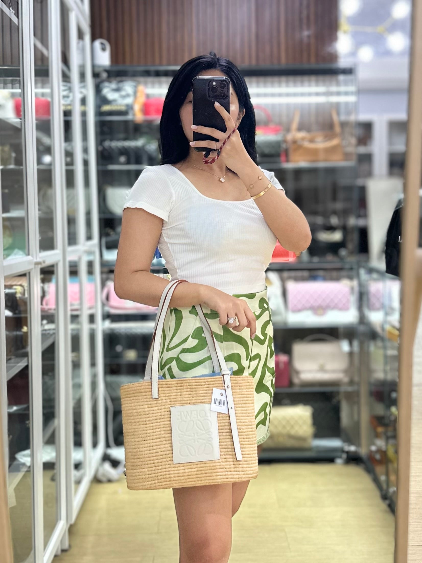 Square Basket Bag in Raffia and Calfskin (Natural/White) | Purse Maison Luxury Bags Shop