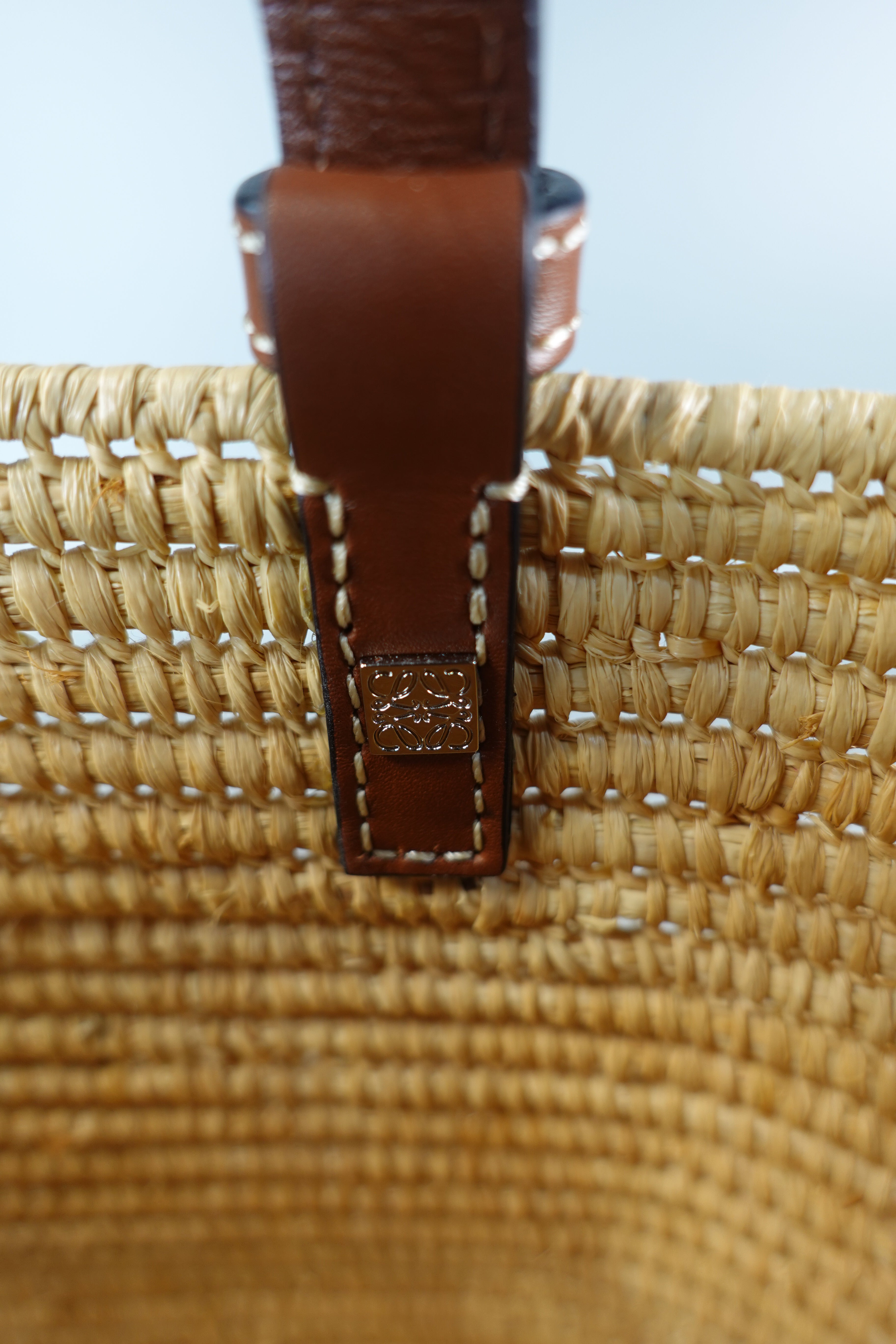 Square Basket Small Bag in Raffia and Calfskin