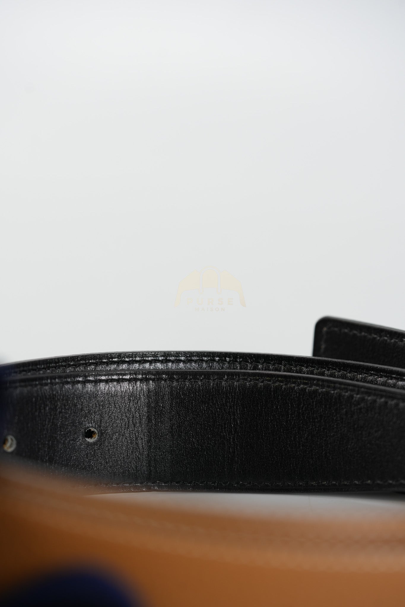 Square Reversible Belt in Black & Gold Stamp P Square (2012) | Purse Maison Luxury Bags Shop
