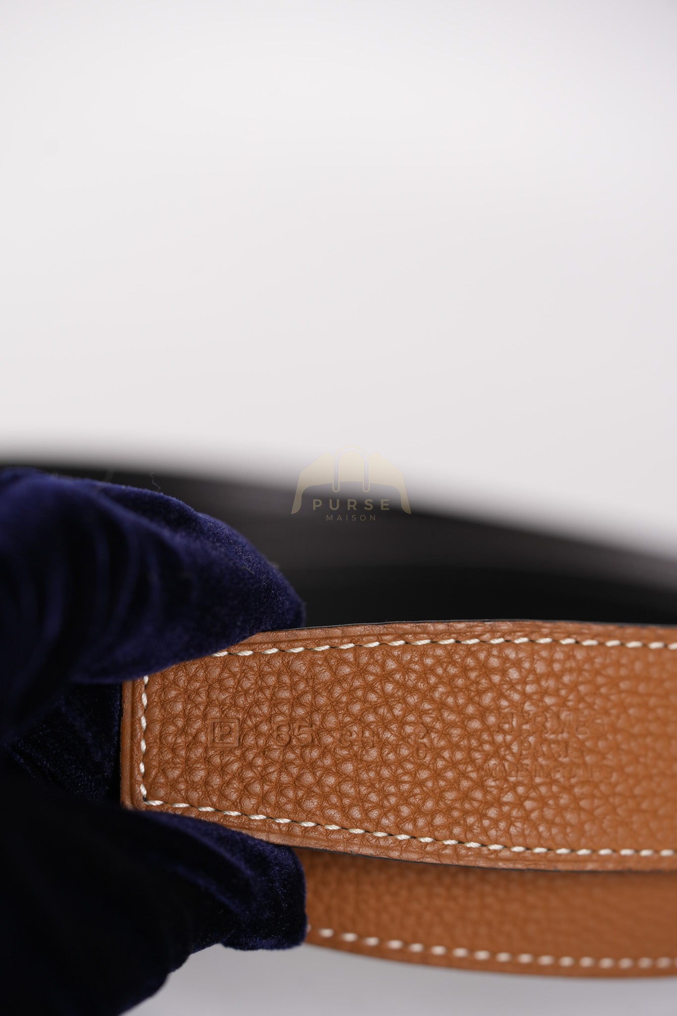 Square Reversible Belt in Black & Gold Stamp P Square (2012) | Purse Maison Luxury Bags Shop