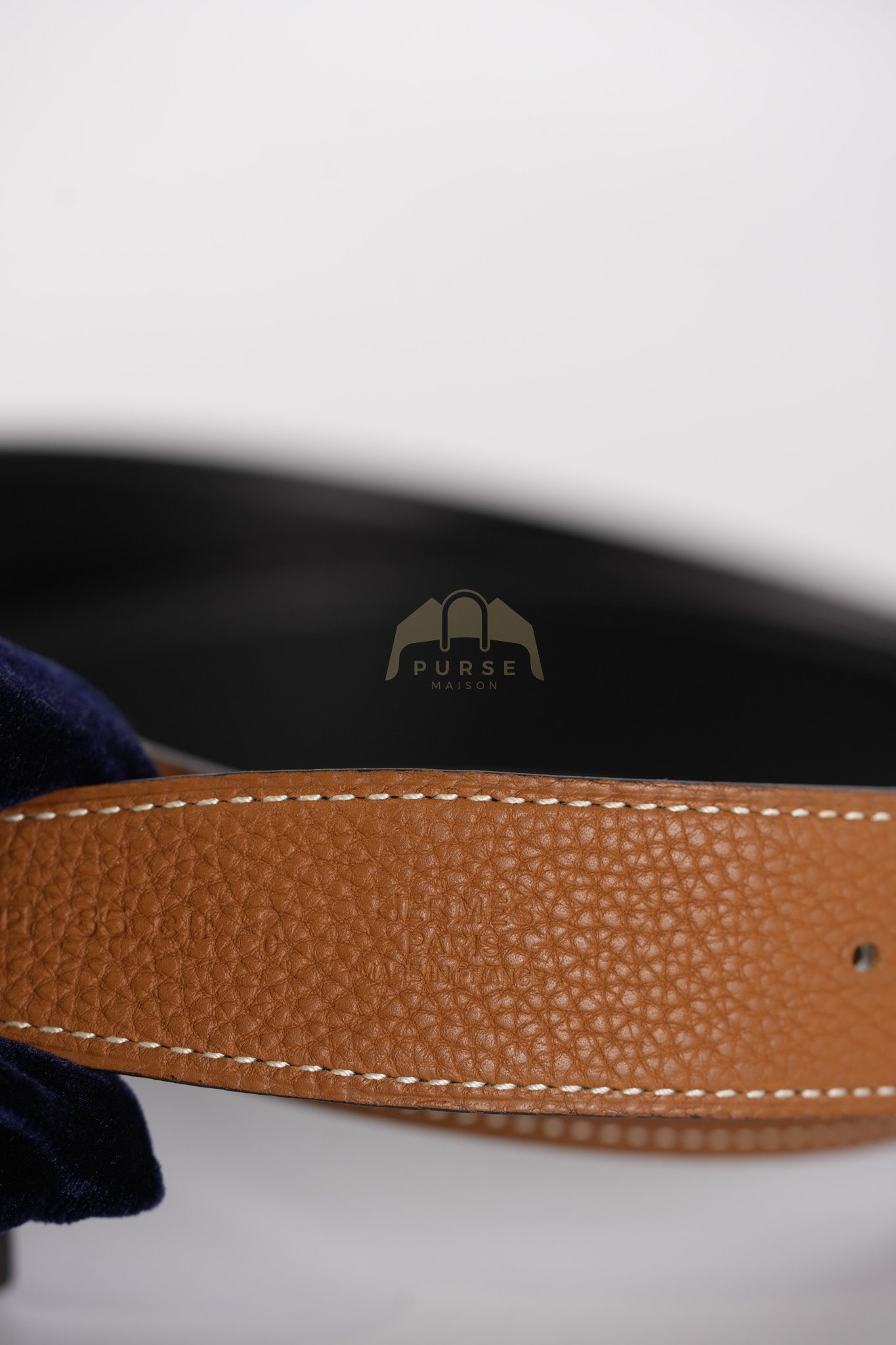 Square Reversible Belt in Black & Gold Stamp P Square (2012) | Purse Maison Luxury Bags Shop