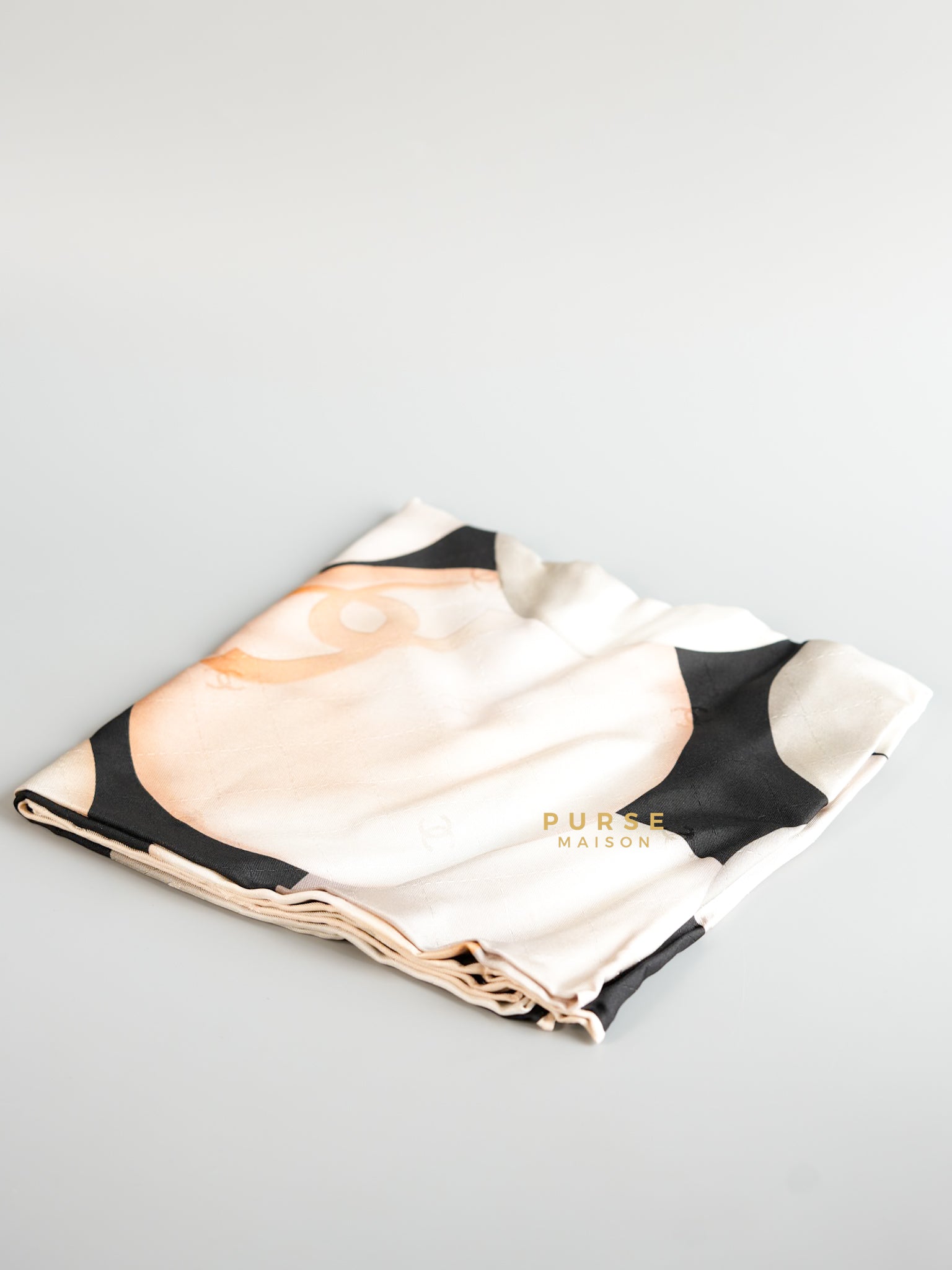 Square Scarf Silk Twill Jacq Soie Noir/ Beige 90 x 90cm | Purse Maison Luxury Bags Shop