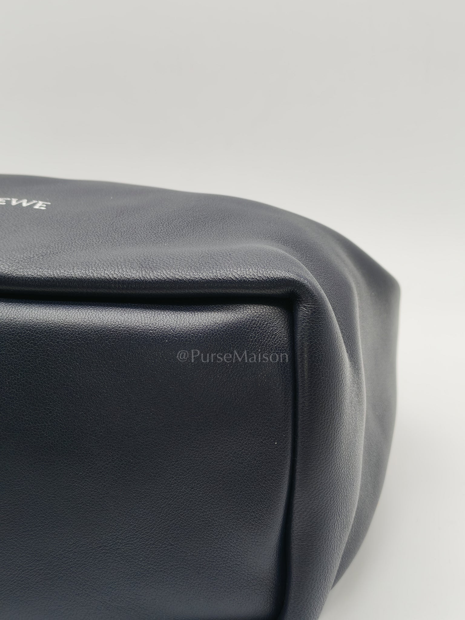 Squeeze Hobo Bag Small in Navy Blue Lambskin Leather & Silver Hardware | Purse Maison Luxury Bags Shop