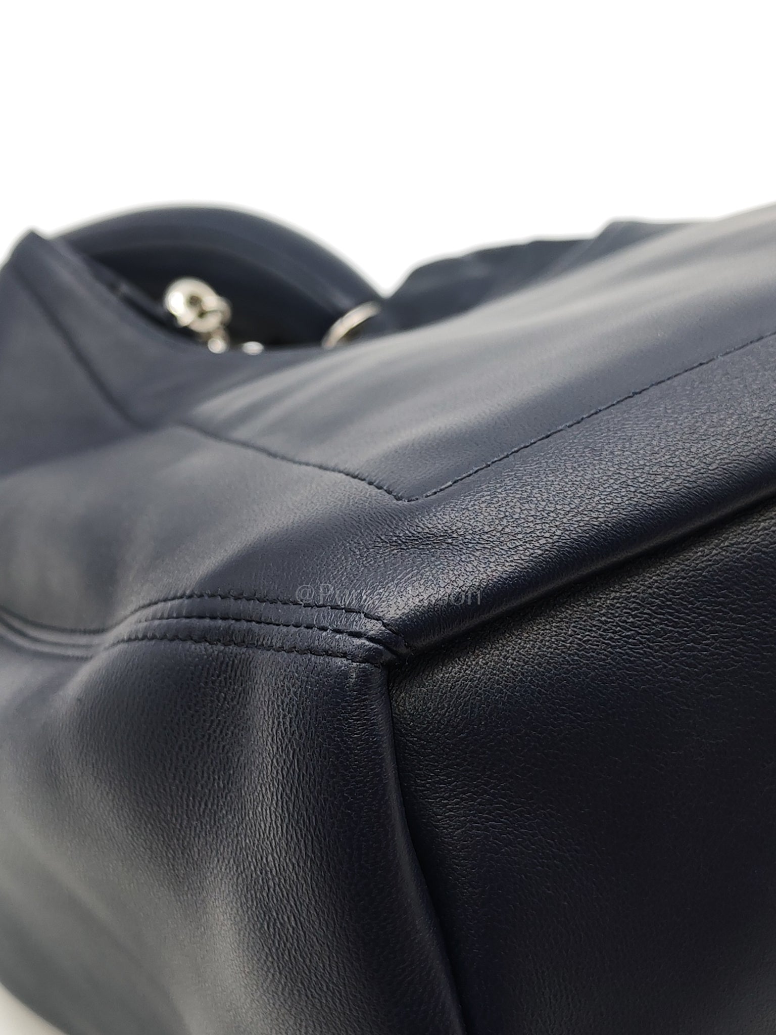 Squeeze Hobo Bag Small in Navy Blue Lambskin Leather & Silver Hardware | Purse Maison Luxury Bags Shop