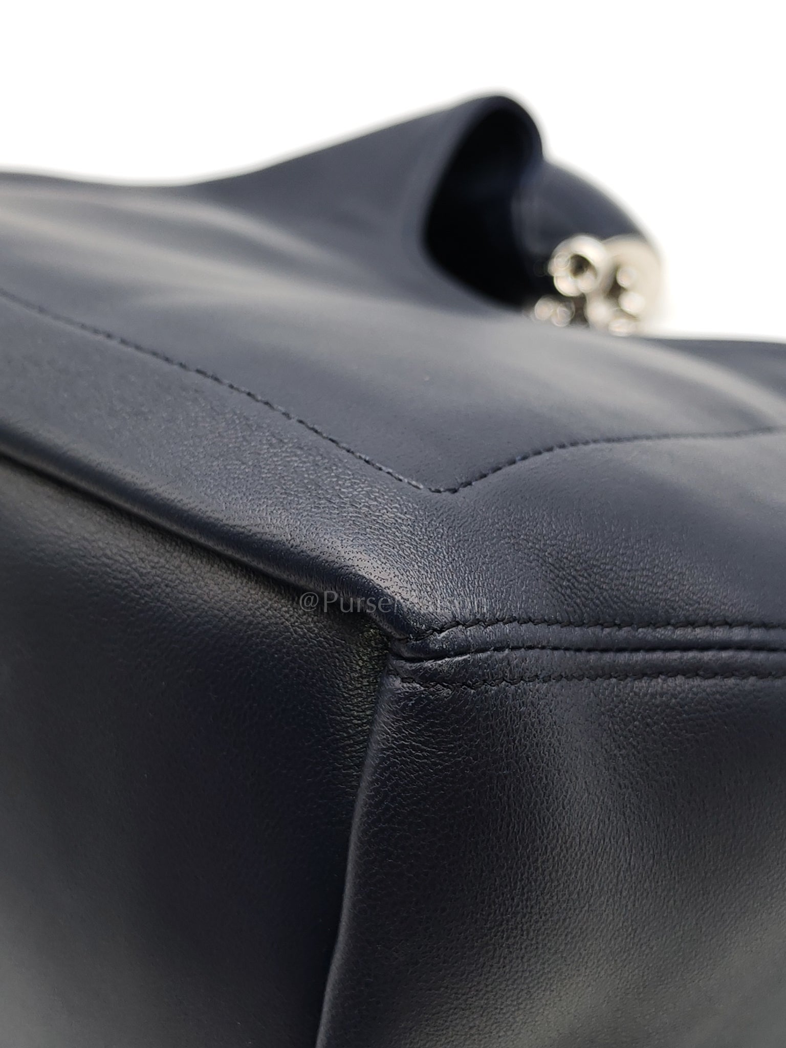 Squeeze Hobo Bag Small in Navy Blue Lambskin Leather & Silver Hardware | Purse Maison Luxury Bags Shop
