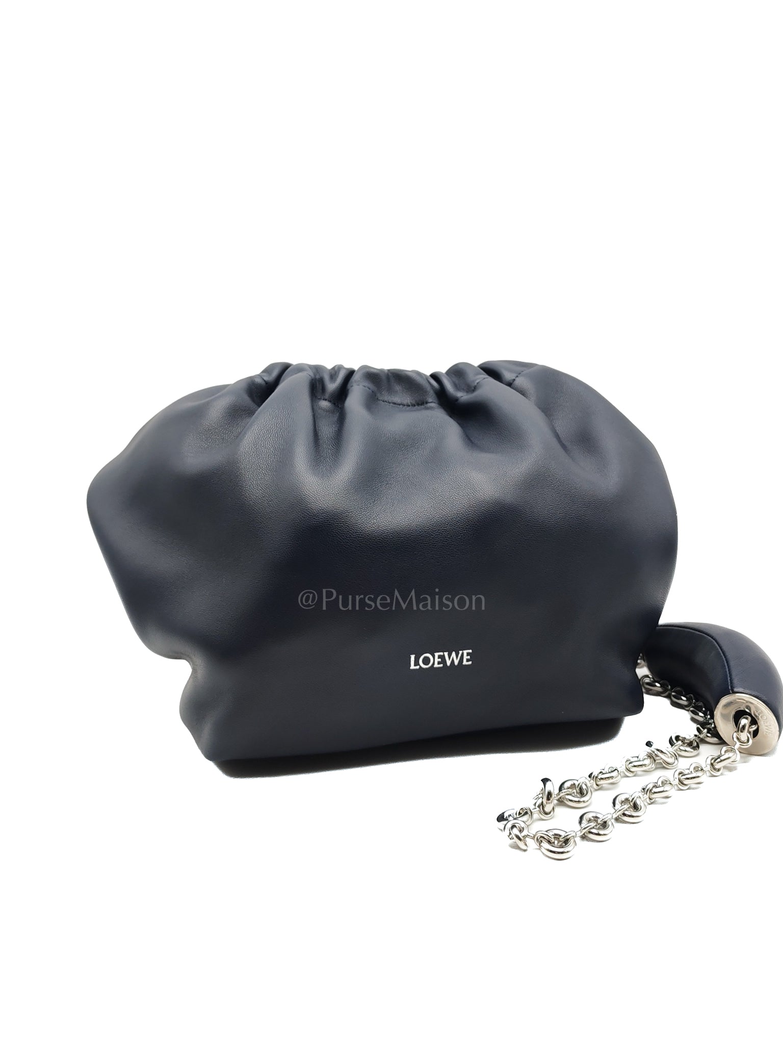 Squeeze Hobo Bag Small in Navy Blue Lambskin Leather & Silver Hardware | Purse Maison Luxury Bags Shop