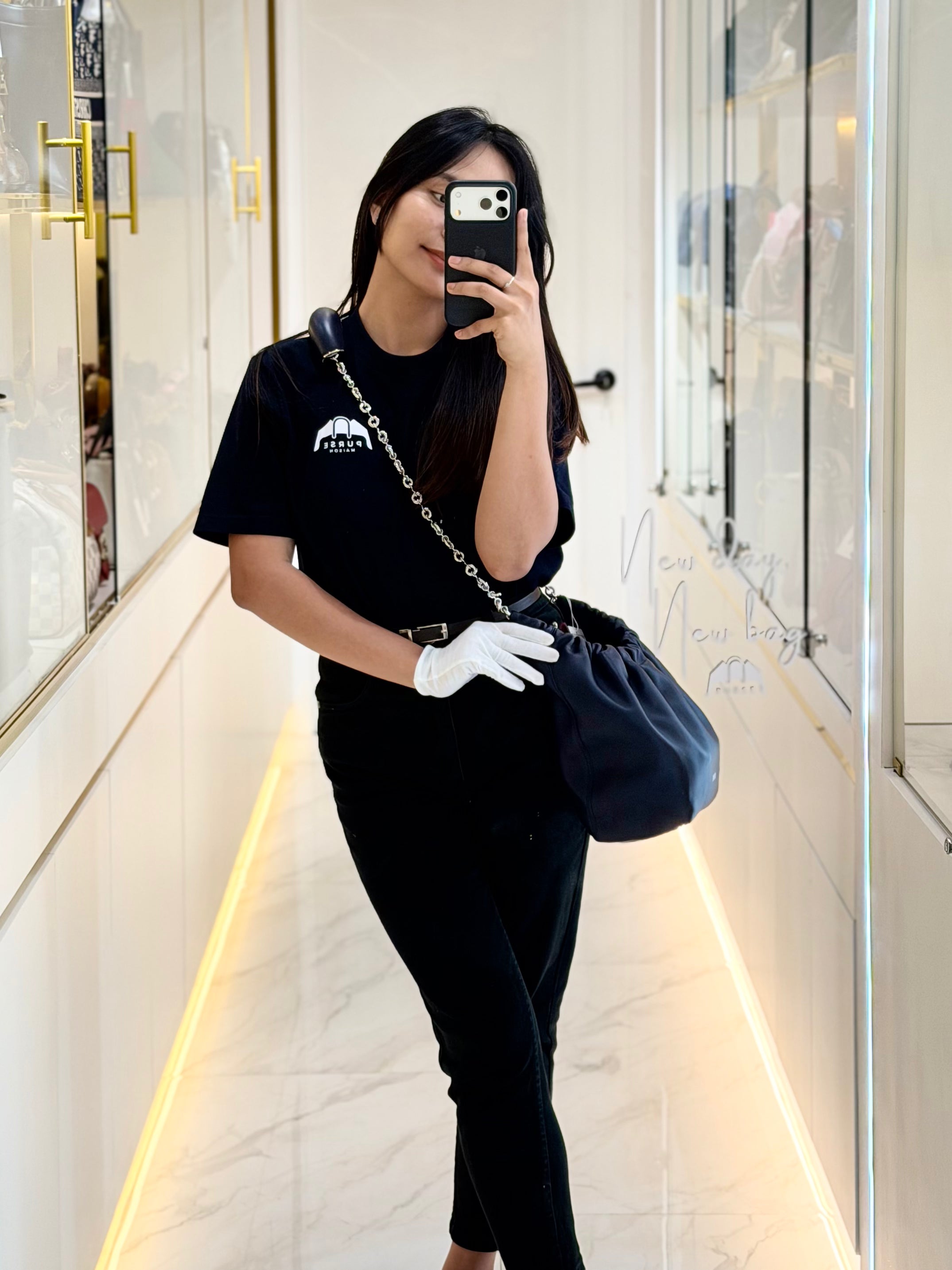 Squeeze Hobo Bag Small in Navy Blue Lambskin Leather & Silver Hardware | Purse Maison Luxury Bags Shop