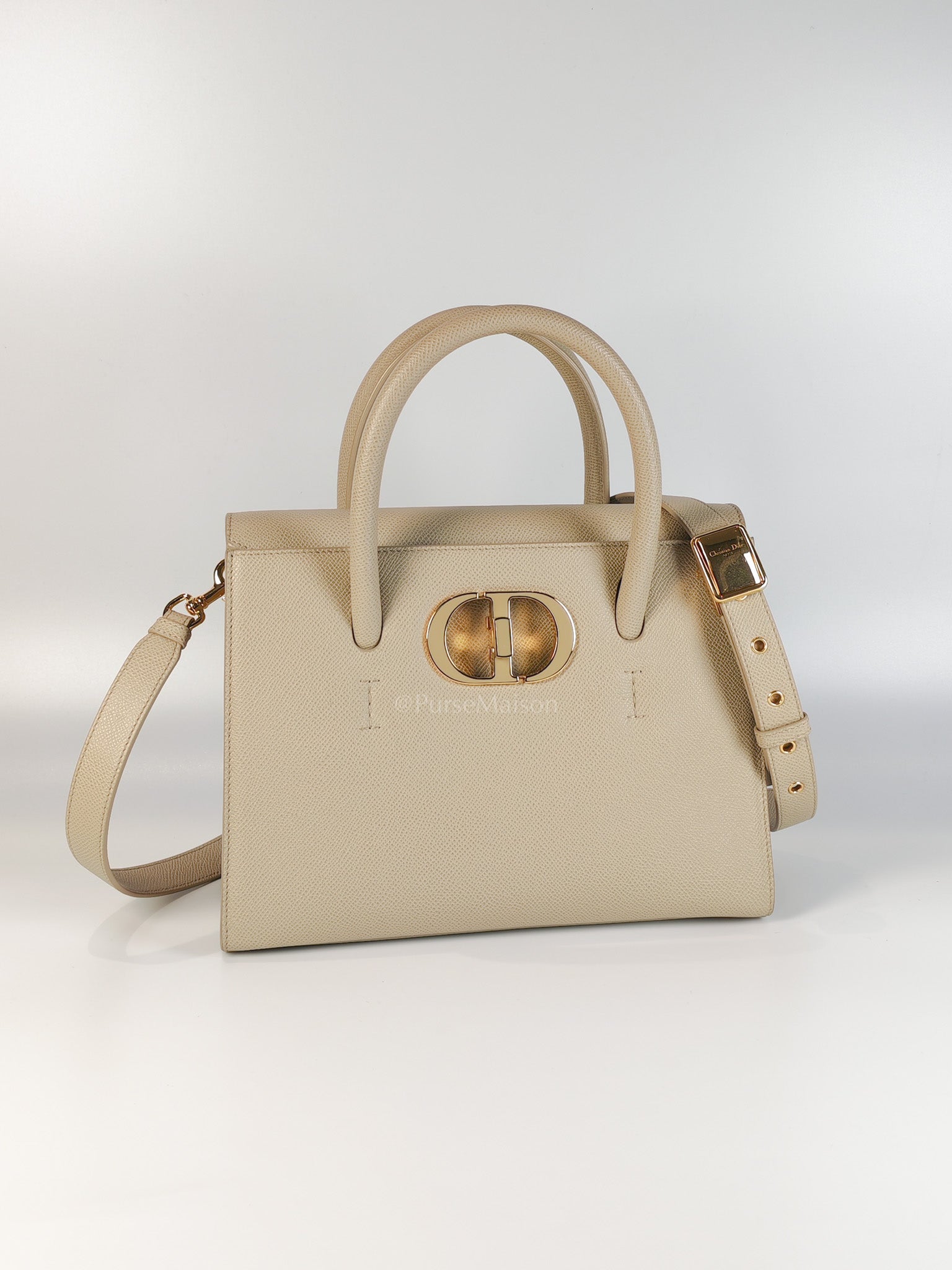 St Honoré Tote Bag Medium in Beige Grained Calfskin | Purse Maison Luxury Bags Shop
