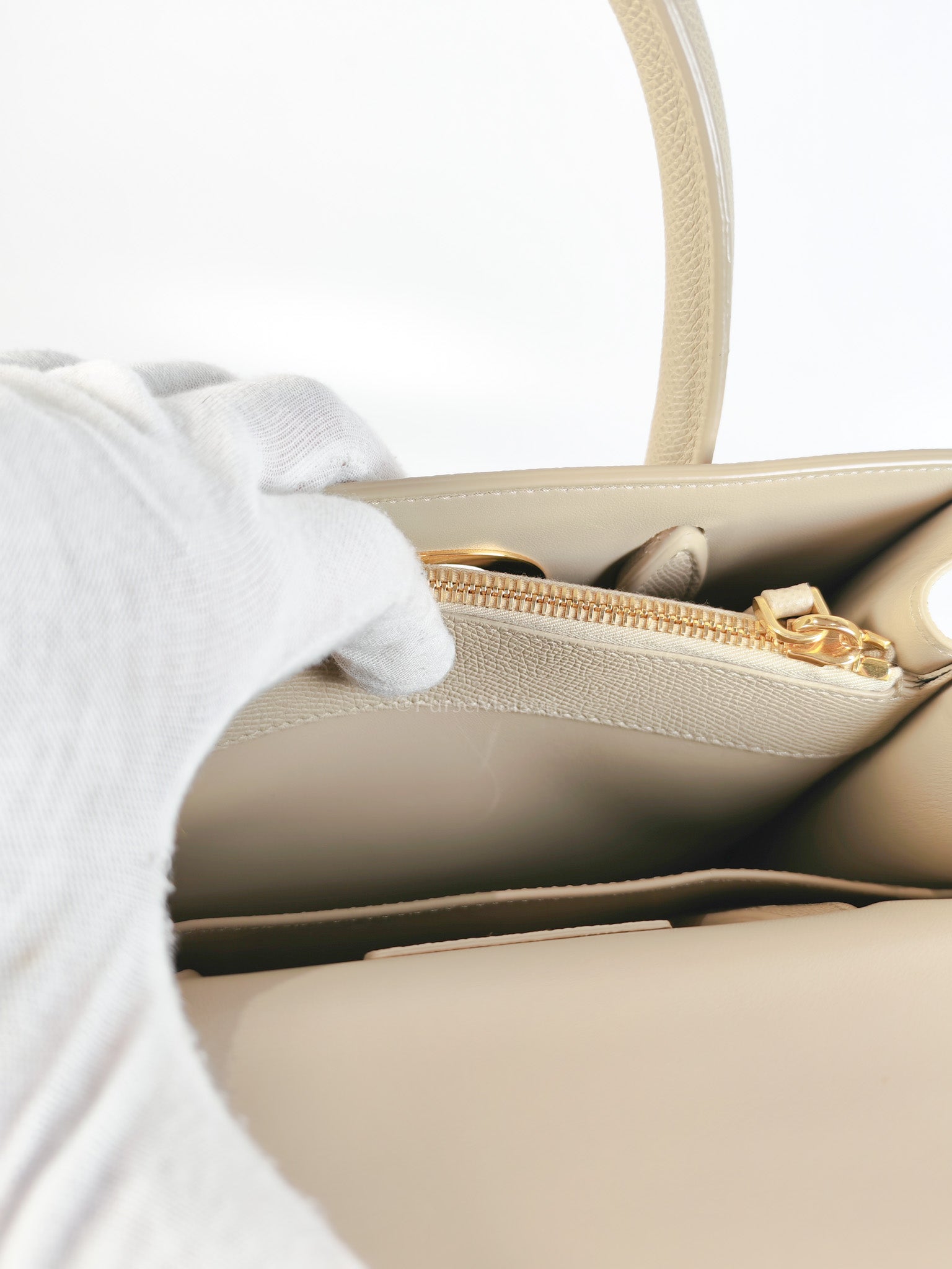 St Honoré Tote Bag Medium in Beige Grained Calfskin | Purse Maison Luxury Bags Shop