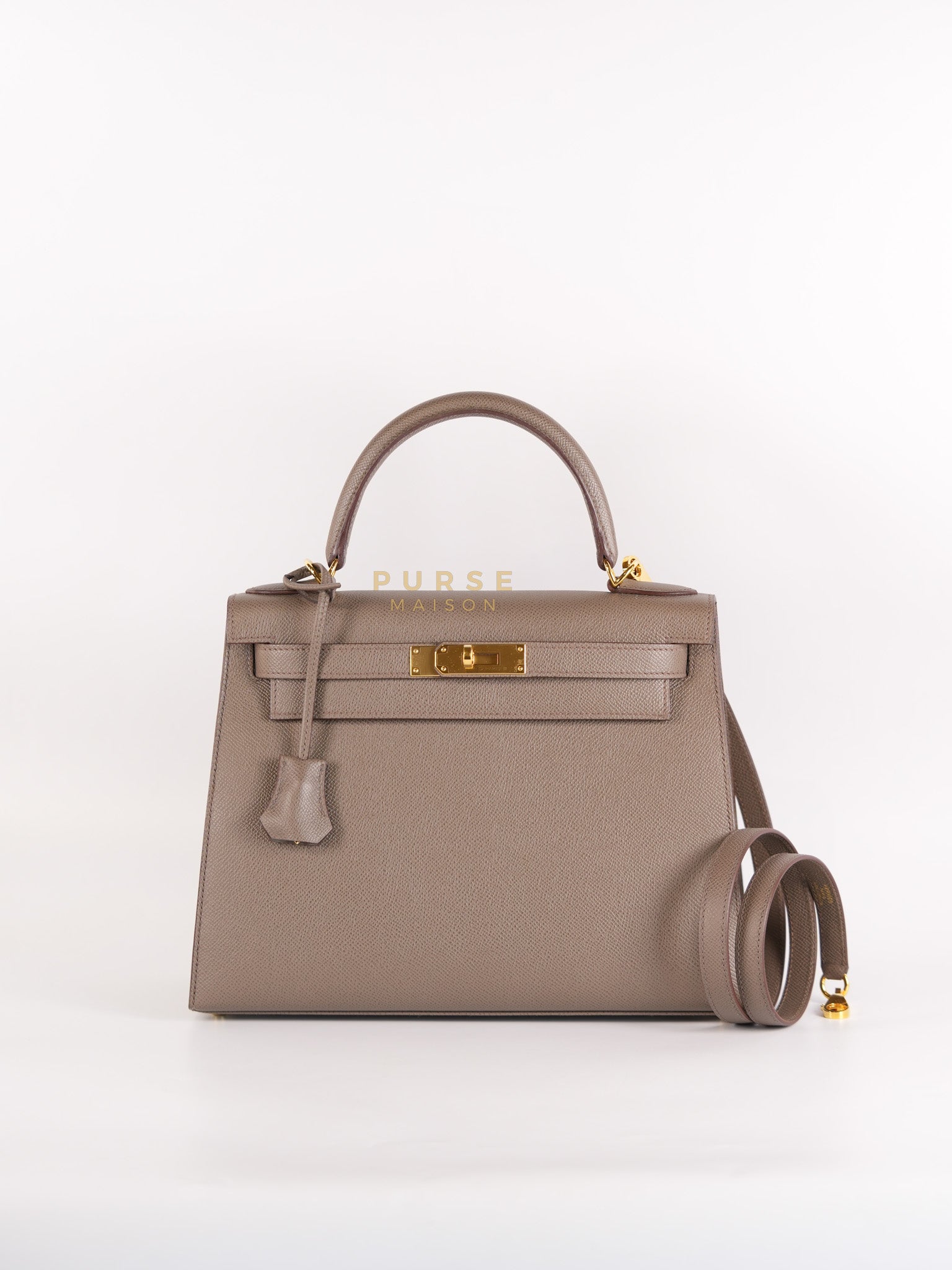 Kelly 28 Sellier in Etain Epsom Leather & Gold Hardware Stamp A (2017)