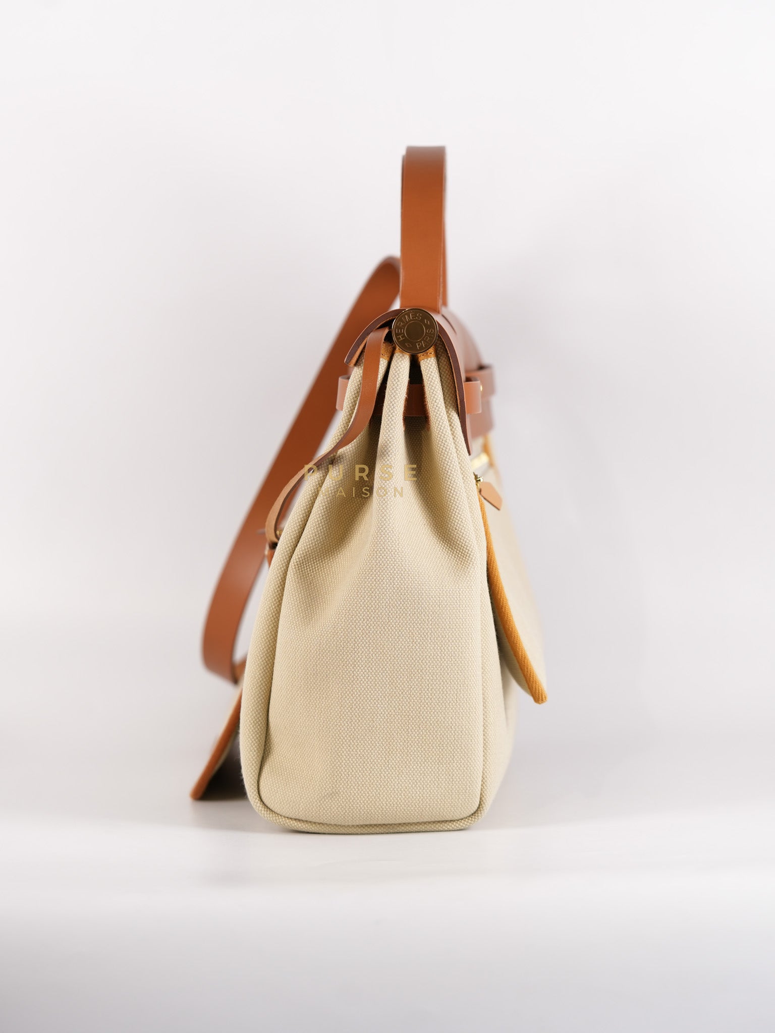 Herbag Zip 31 in Toile militaries/Vache Hunter Beton/Fauve & Gold Hardware Stamp U (2022) | Purse Maison Luxury Bags Shop